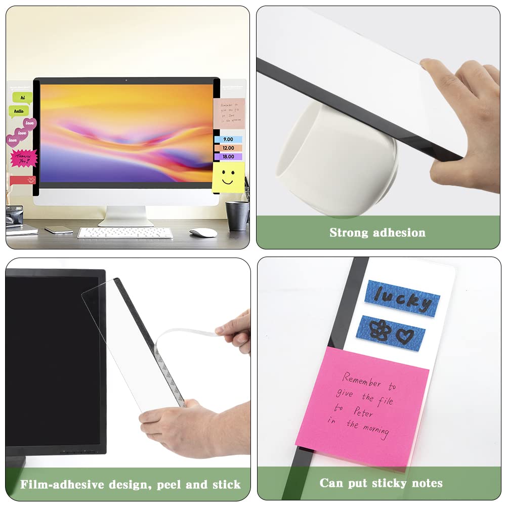 2-Pack Transparent Acrylic Computer Monitor Memo Boards - Left & Right Side Panel Sticky Note Holders for Home Office Desk Accessories | Perfect for Work from Home, Office Organization & Women's Workspace Setup