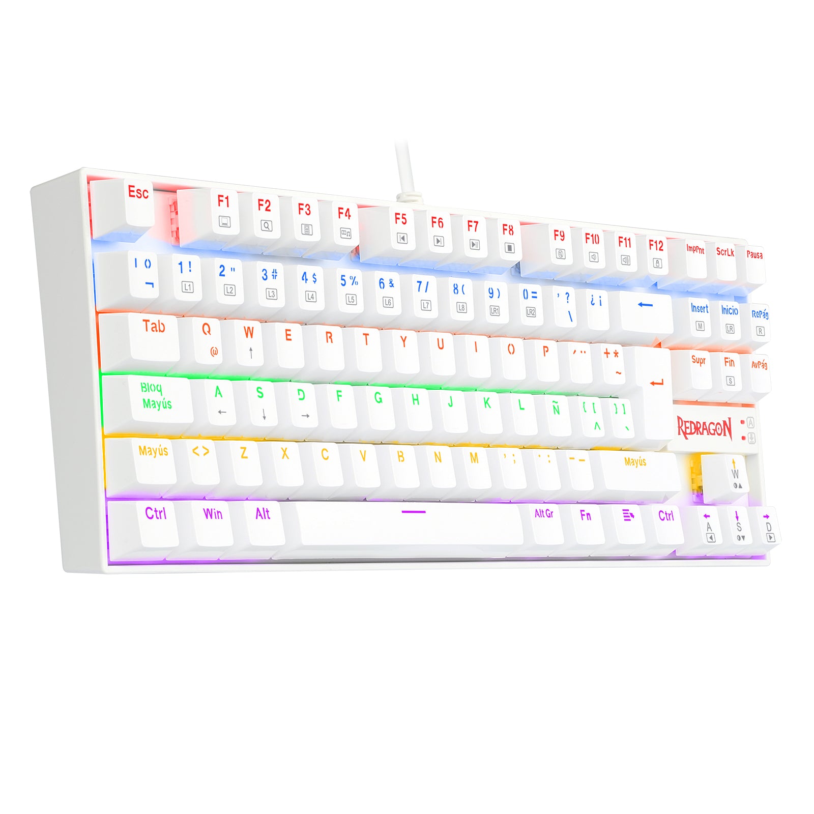 KUMARA 2 K552R SP Rainbow White Gaming Keyboard - Mechanical RGB Backlit Keyboard for PC Gamers - Perfect for FPS, MOBA & Typing