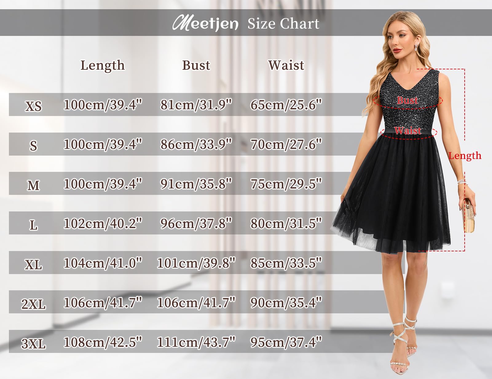 Meetjen Women's Sequin Tulle Cocktail Dress - Elegant V-Neck A-Line Short Sleeve Prom & Wedding Guest Dress for Parties, Dinners & Special Occasions