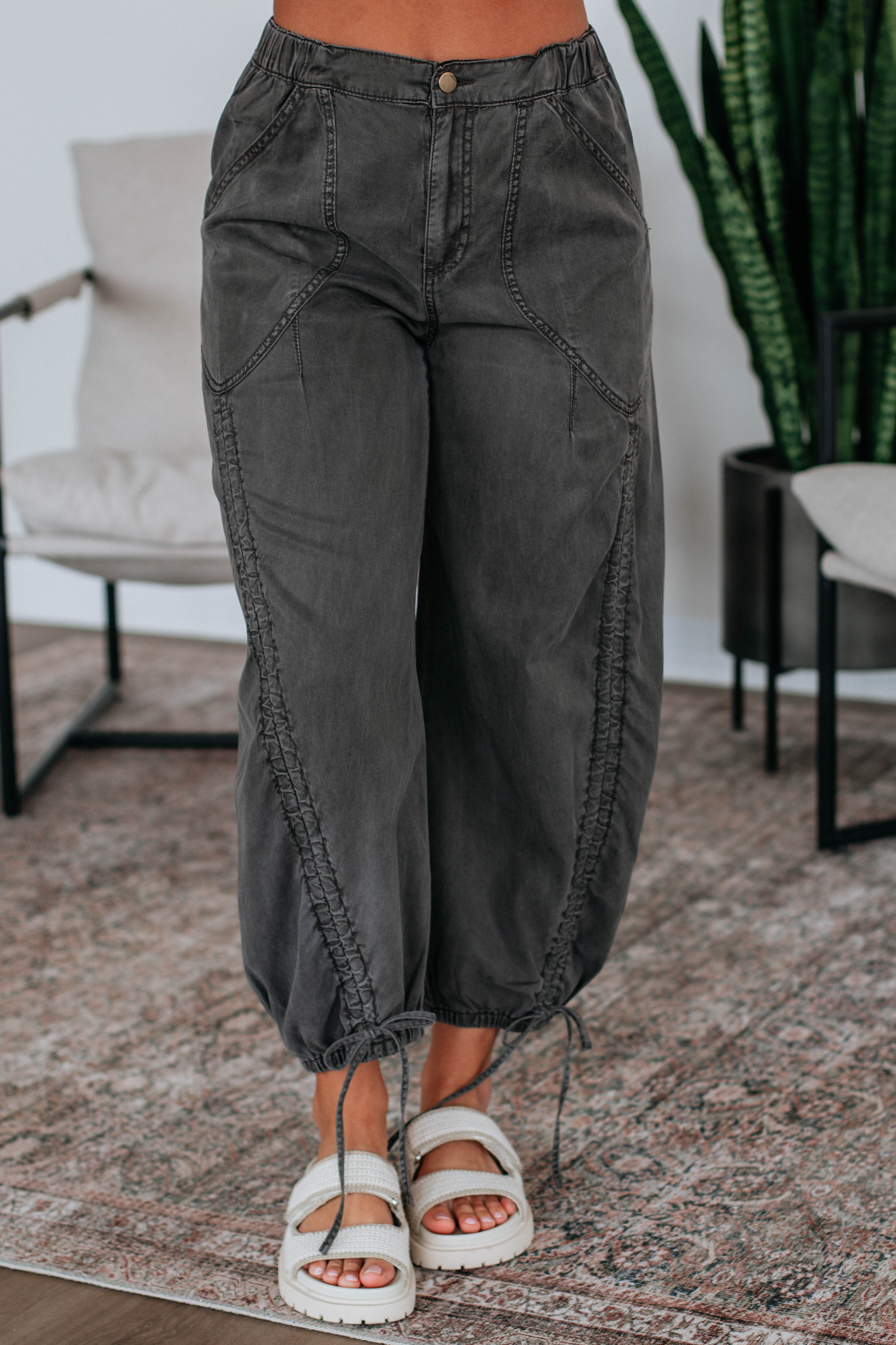 Chrissi Pants for Women - Stylish Charcoal Gray Casual Trousers | Perfect for Office, Travel & Everyday Wear