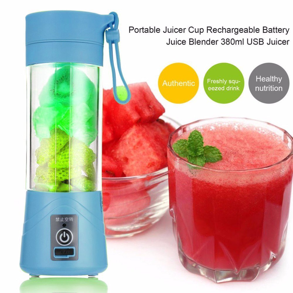 Hofumix Rechargeable Portable Electric Juice Blender - Mini USB Smoothie Maker Cup for Protein Shakes, Fruits & Breakfast Drinks - Perfect for Gym, Office & Travel (Blue)
