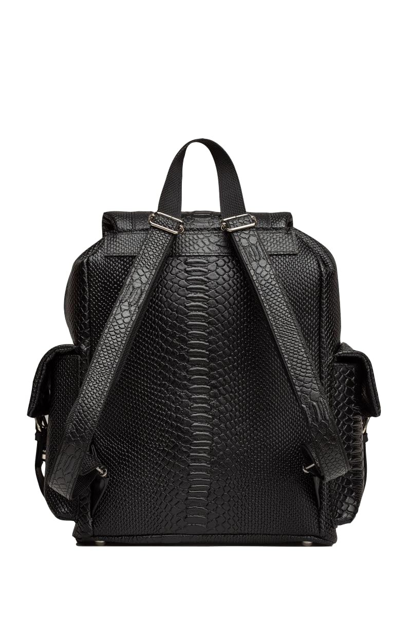 Premium Black Snake Skin Leather Backpack for Women - XL Extra Large Calfskin Backpack - Stylish Everyday Bag - Made in Greece - Perfect for Travel, Work & School
