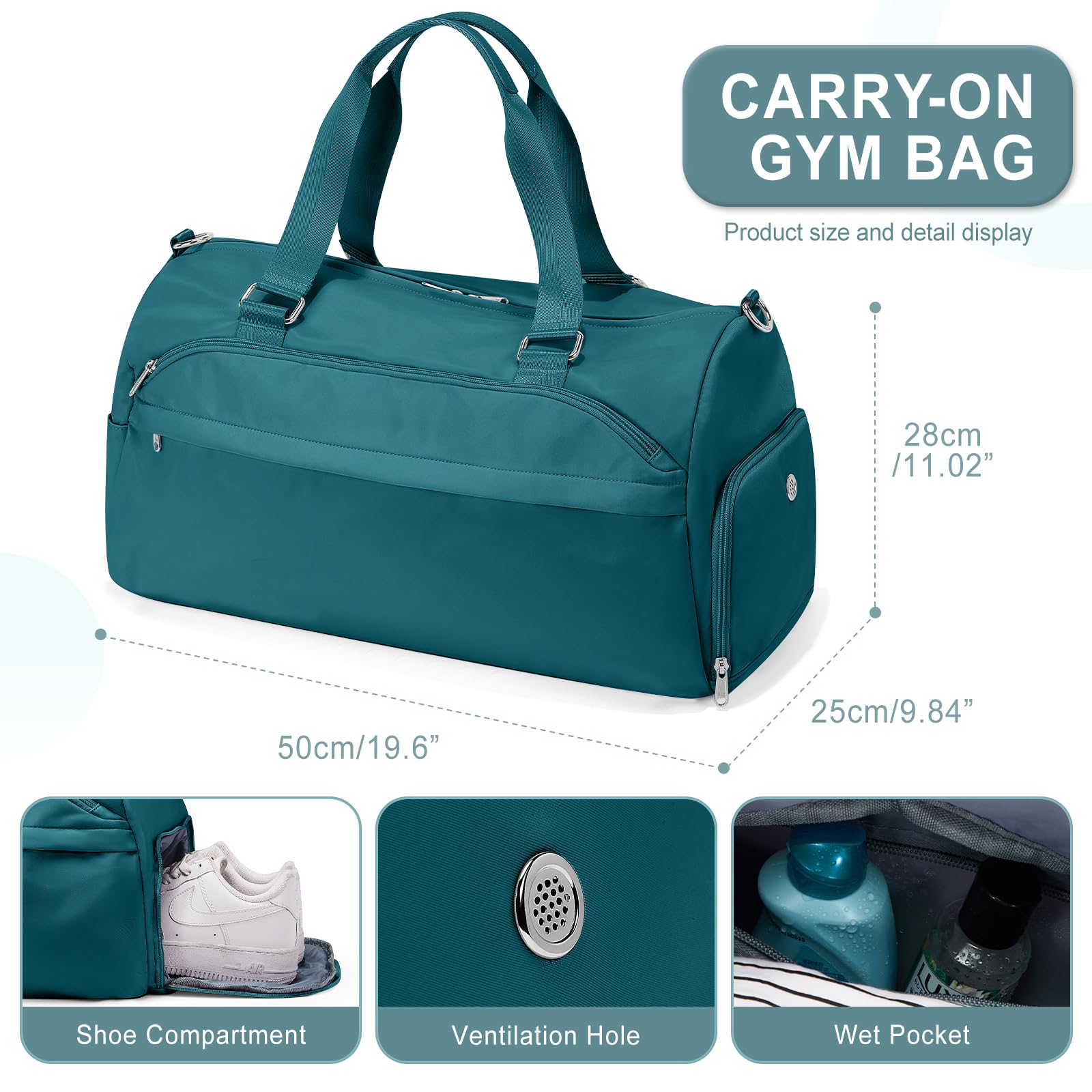Best Gym Bag for Women & Men - Large Sport Duffle Bag with Ventilated Shoe Compartment, Water-Resistant Travel Shoulder Bag - Perfect for Workout, Travel & Carry-On Luggage