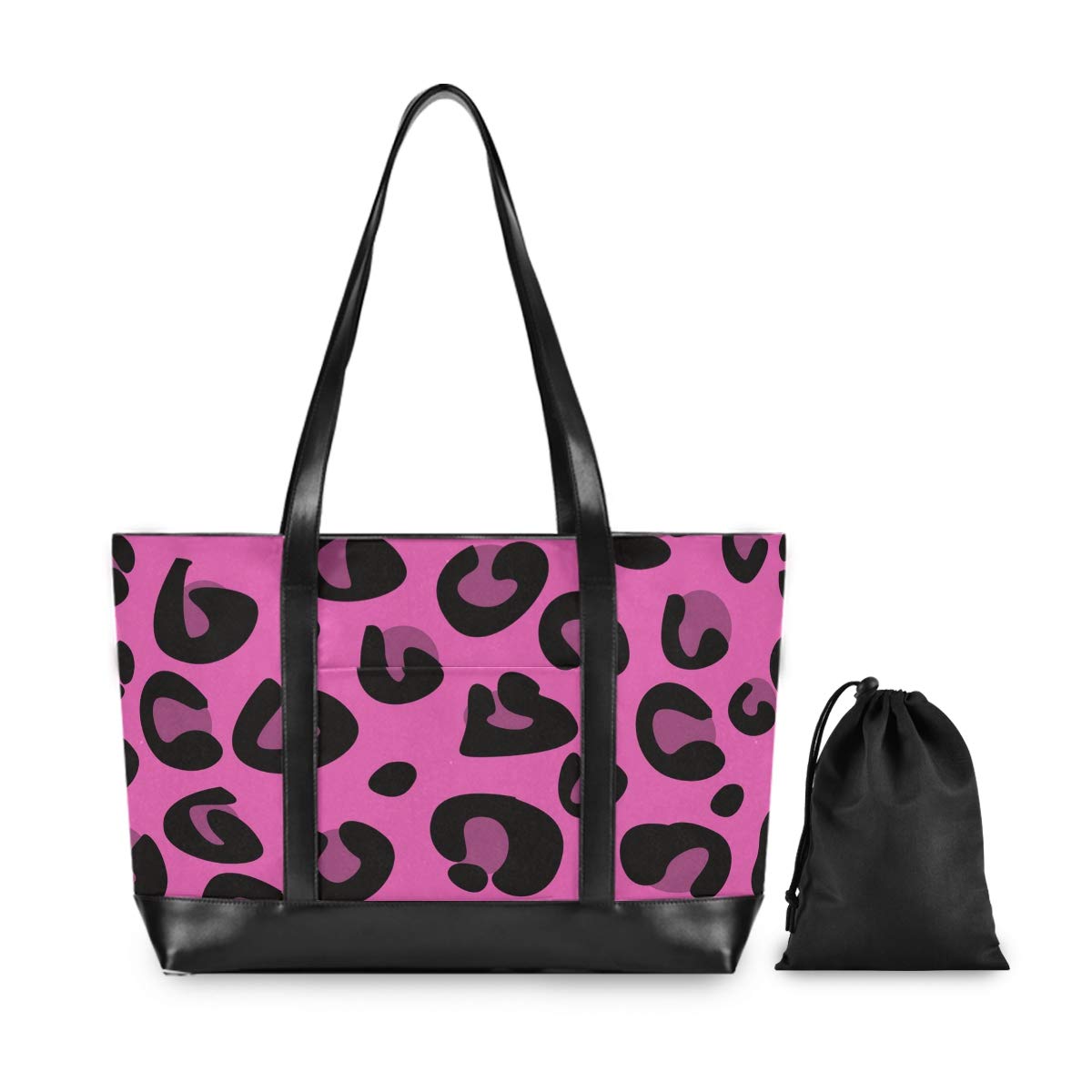 ALAZA Hot Pink Leopard Print Laptop Tote Bag for Women - 15.6 Inch Laptop Organizer Work Purse with Multiple Pockets - Perfect for Teachers, Office Professionals & College Students (Work, School, Travel)