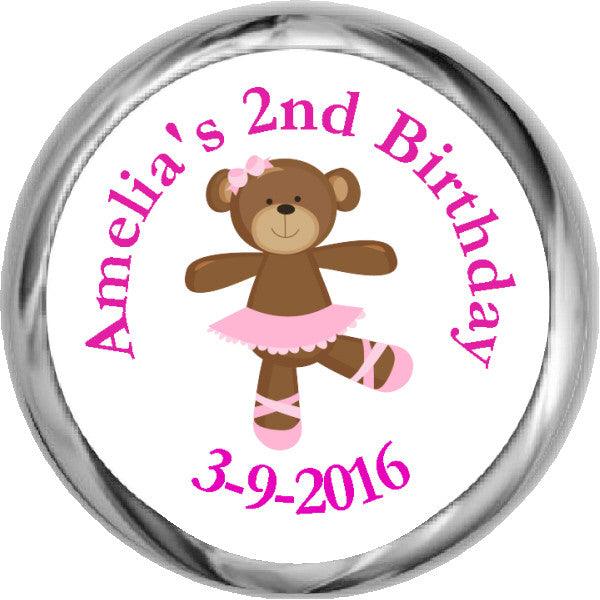 Ballerina Bear Stickers for Scrapbooking & DIY Crafts - Perfect for Hershey Kisses Birthday Party Decorations & Gift Wrapping