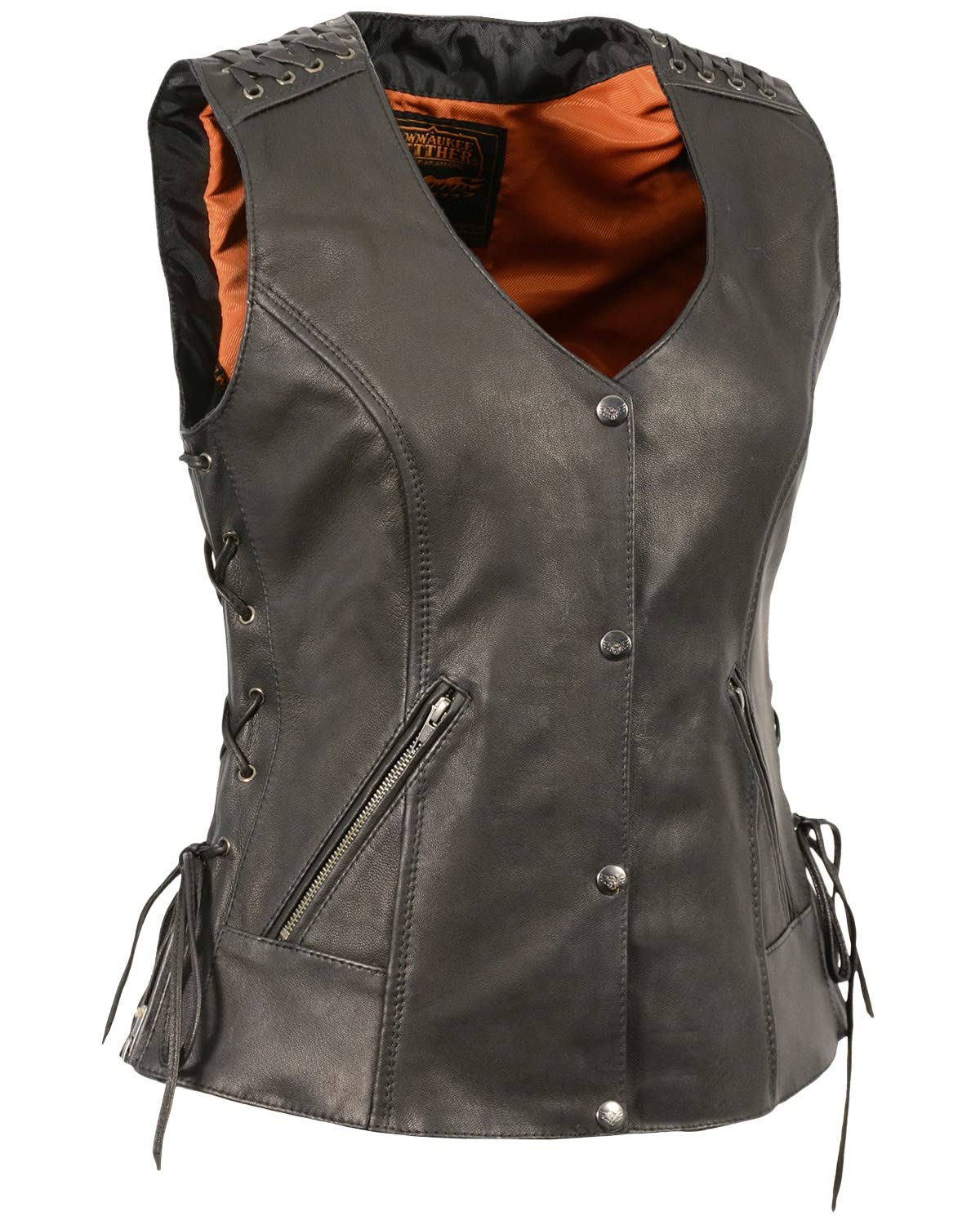 Milwaukee Leather Women's Lightweight Lace to Snap Front Vest - XX-Large Black | Stylish Layering Piece for Casual Outfits & Outdoor Adventures