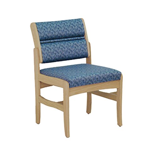 Wooden Mallet DW4-1 Valley Armless Guest Chair - Medium Oak Finish with Arch Wine Design - Perfect for Dining Room, Living Room, and Office Waiting Area