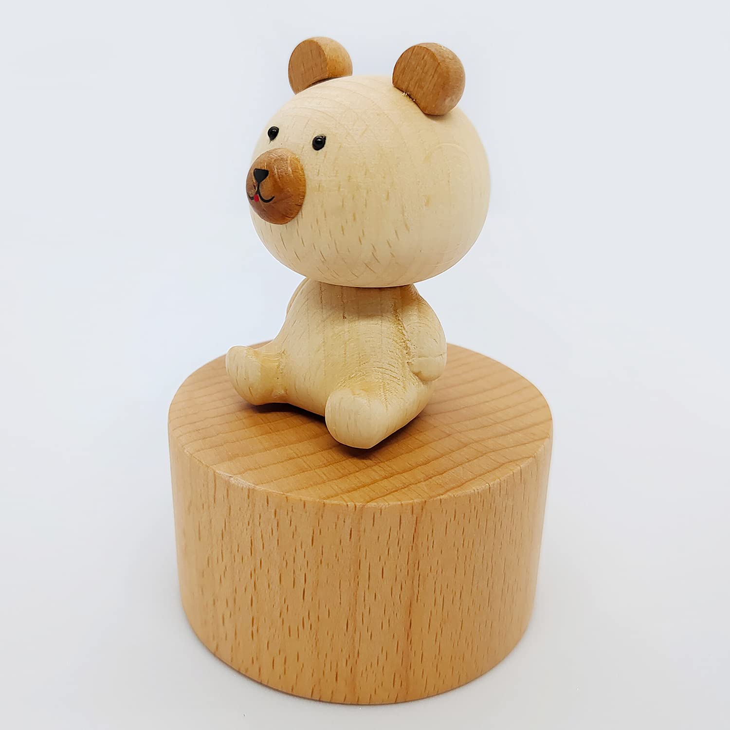 Mini Wooden Bear Music Box - Handmade Mechanical Animal Music Box Plays Castle in The Sky - Unique Gift for Kids, Friends & Couples - Perfect for Birthdays, Anniversaries & Romantic Surprises