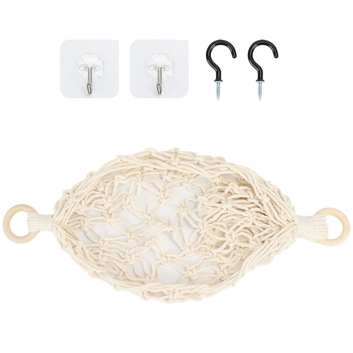 2 Pack Macrame Bohemian Hanging Fruit Basket - Under Cabinet Space Saving Storage for Bananas, Vegetables & Kitchen Essentials - Perfect for Home, RV, Boat & Small Space Organization (Style A)