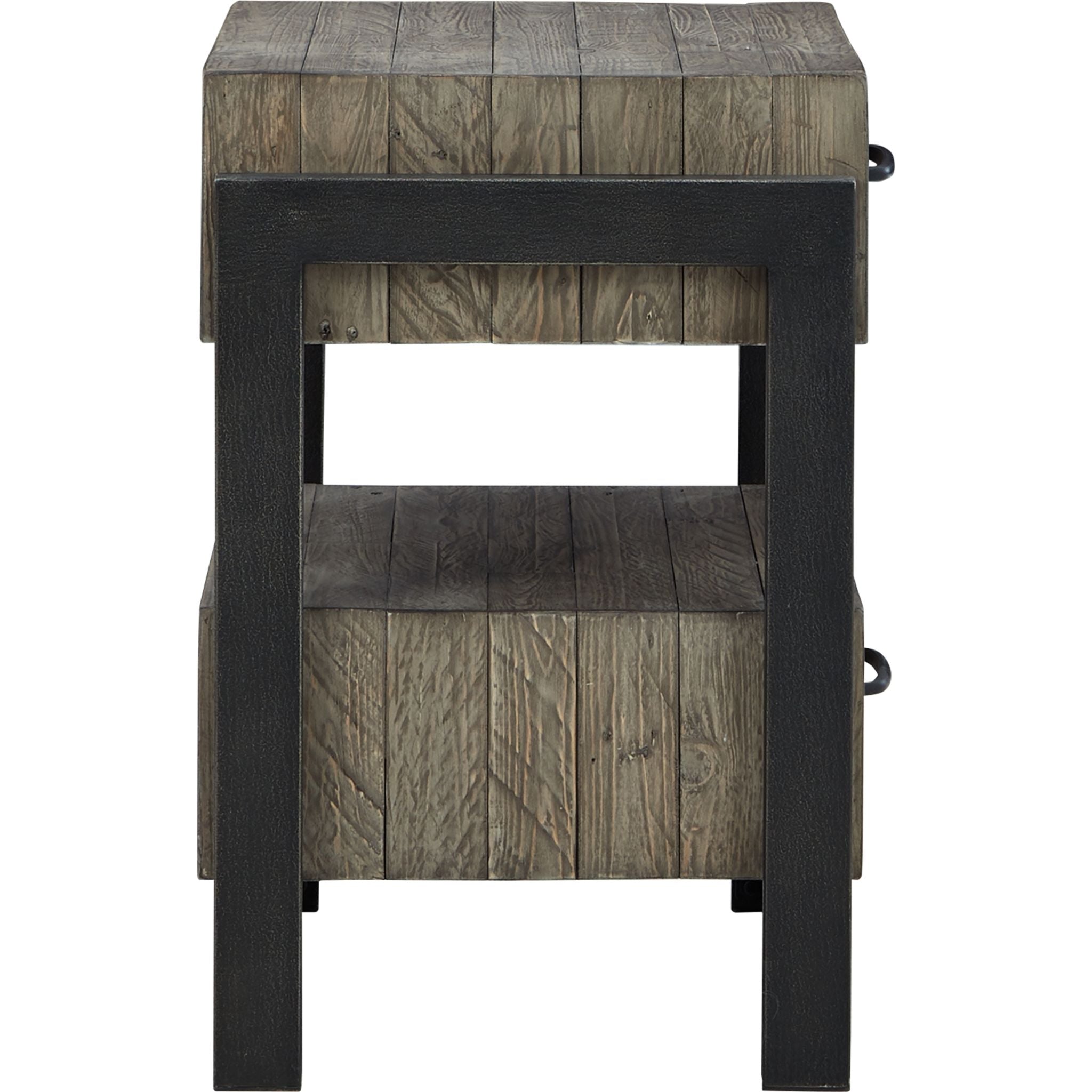 Modern Gray Brennagan Nightstand with USB Ports - Stylish Bedside Table for Bedroom, Living Room, or Office - Perfect for Storing Books, Lamps, and Essentials