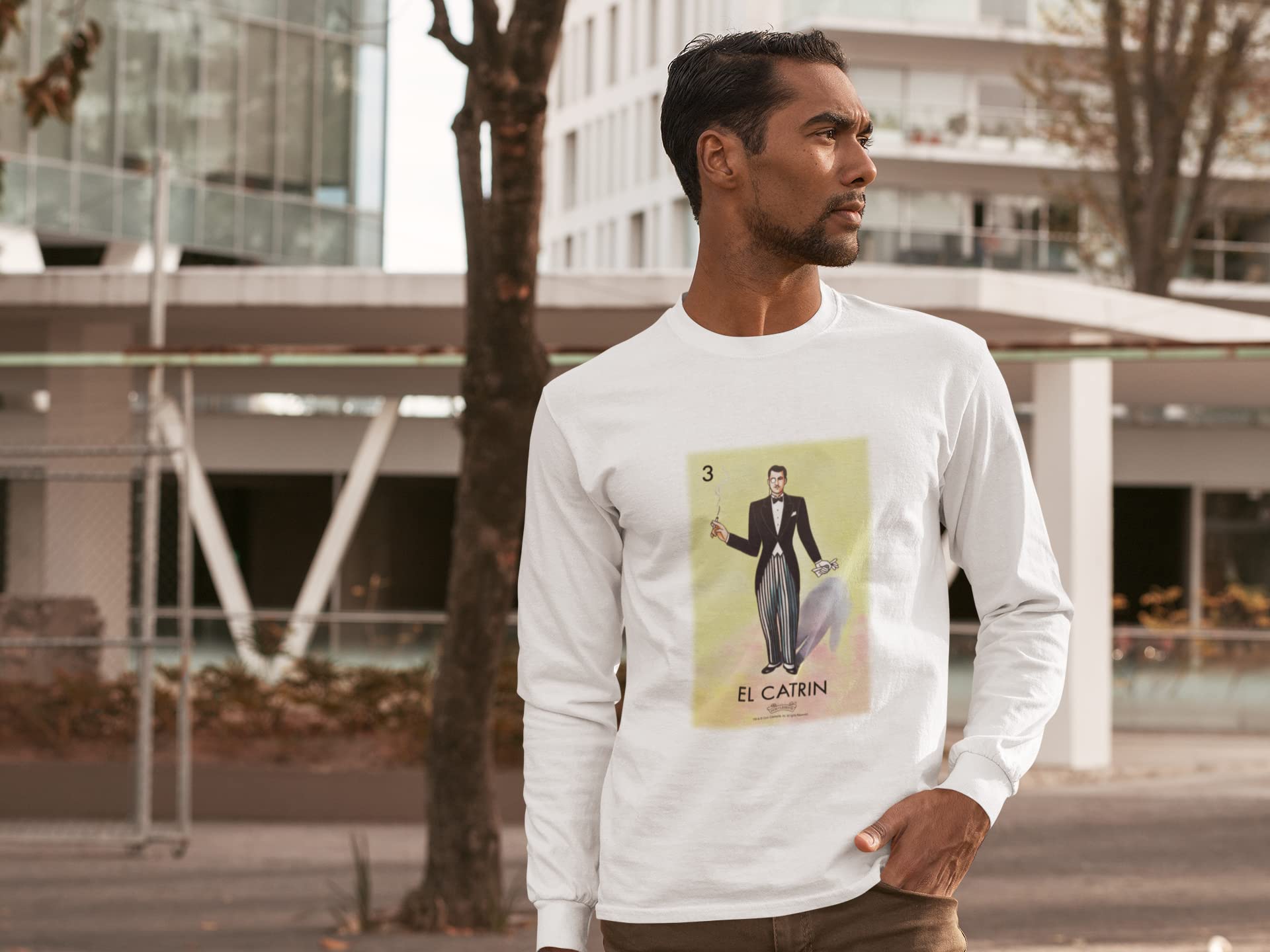 Pop Threads El Catrin Dandy Loteria Card Mexican Graphic T-Shirt for Men - Vintage Latino Style Cotton Tee for Casual Wear, Parties & Hispanic Heritage Celebrations