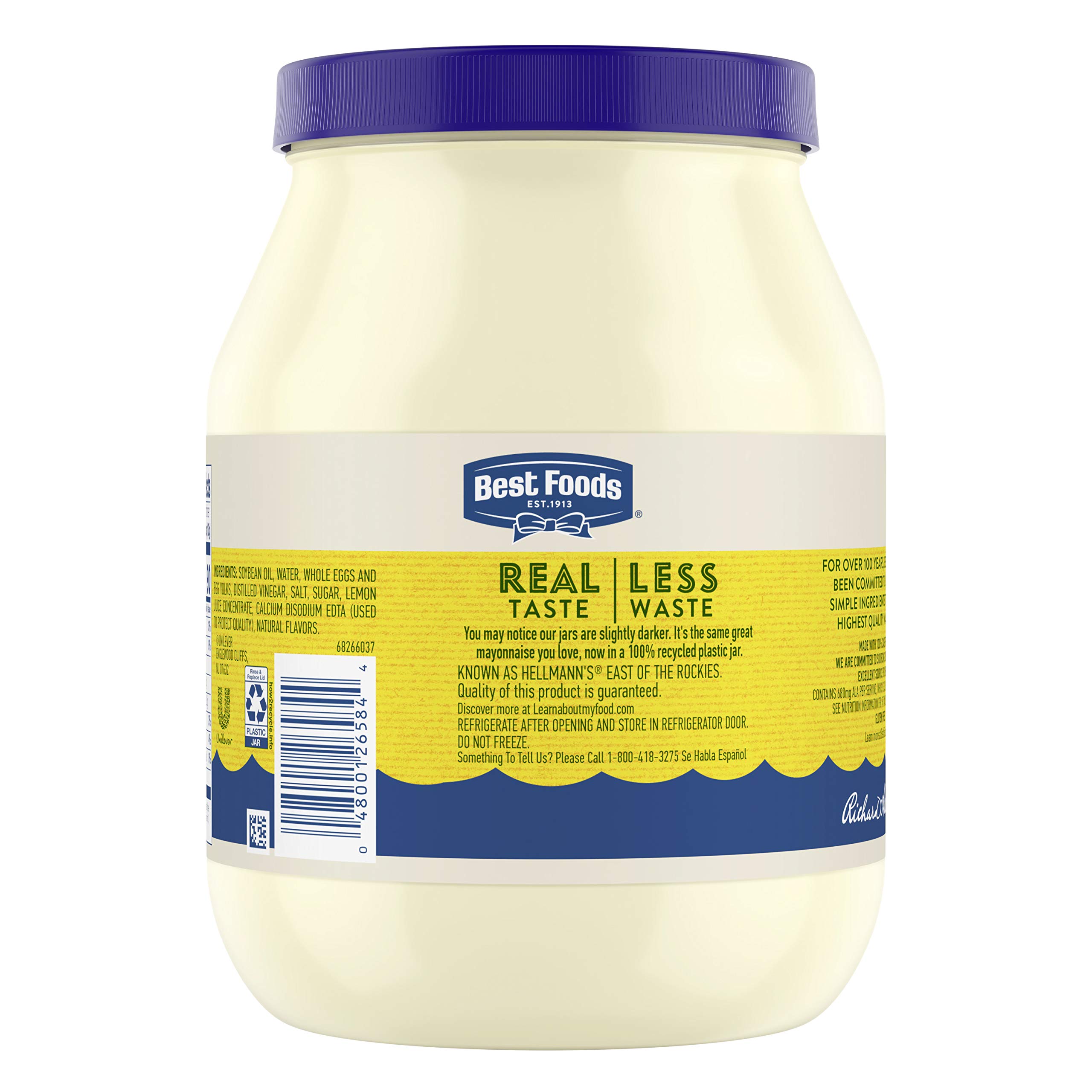 Best Foods Real Mayonnaise - Creamy Gluten Free & Kosher Condiment - 64 oz (Pack of 6) - Perfect for Sandwiches, Salads & Home Cooking