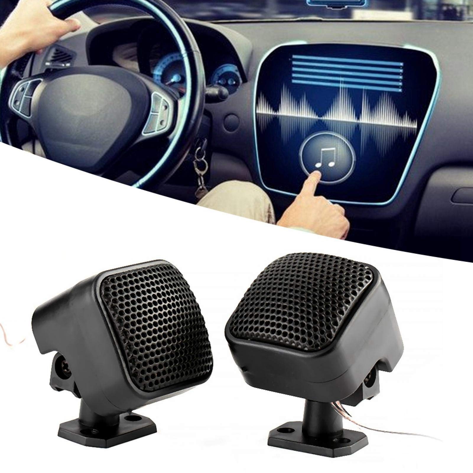 KIMISS 500W Car Tweeter Audio Speakers (2pcs) - High Power Square Small Loudspeakers for Clear Music & Sound | Perfect for Car Audio Upgrades, Road Trips & Enhanced In-Car Entertainment