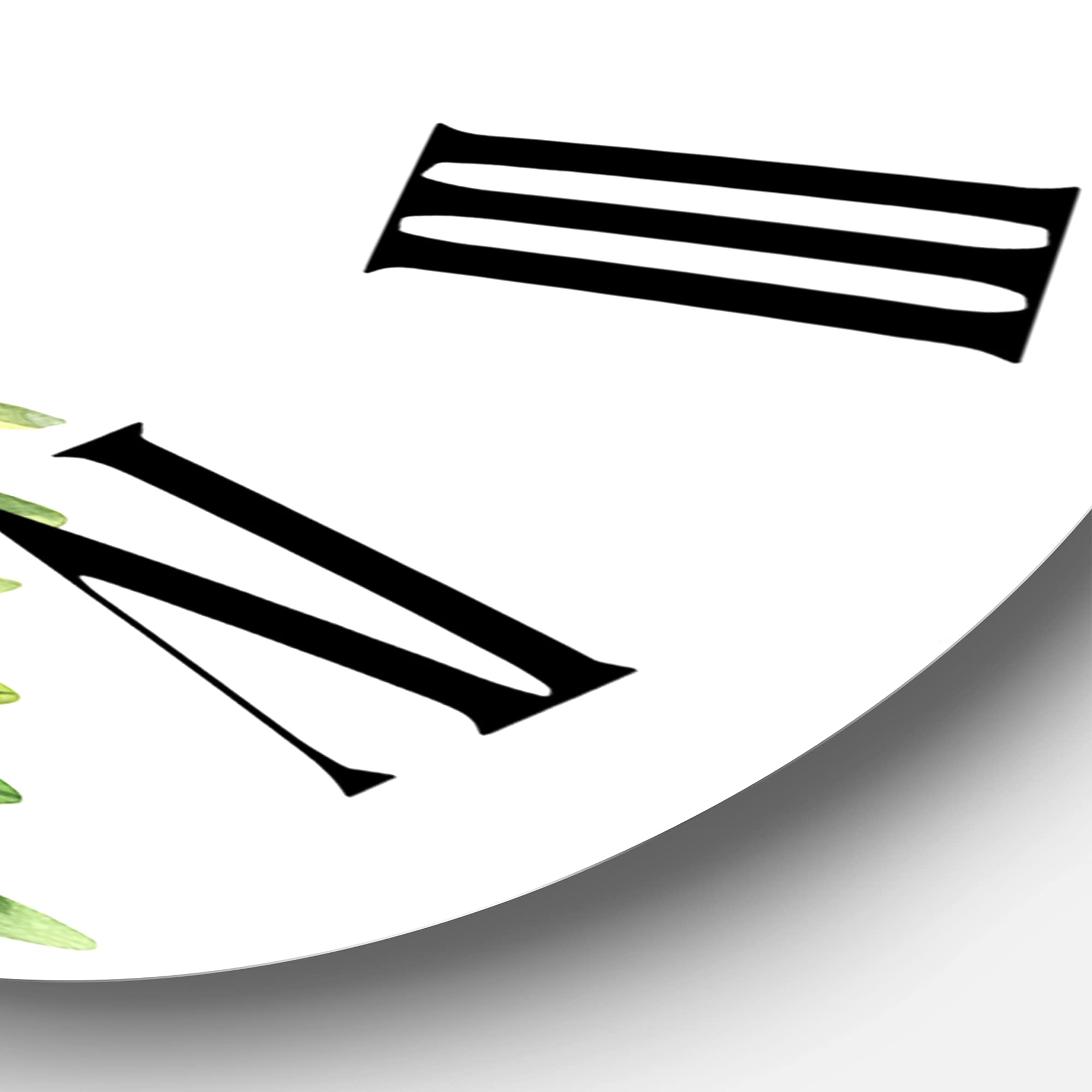 Farmhouse Wall Clock with Fern Leaves Design - Large Floral Botanical Wall Clock for Living Room, Kitchen, Bedroom Decor | Rustic Home & Office Décor