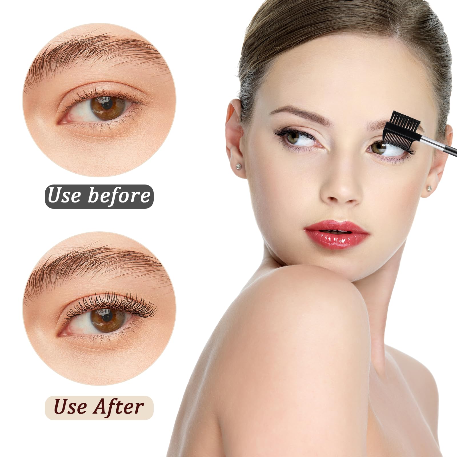 10Pcs Eyebrow & Eyelash Brush Set - Makeup Tool for Extensions & Styling - Perfect for Salon & Home Use