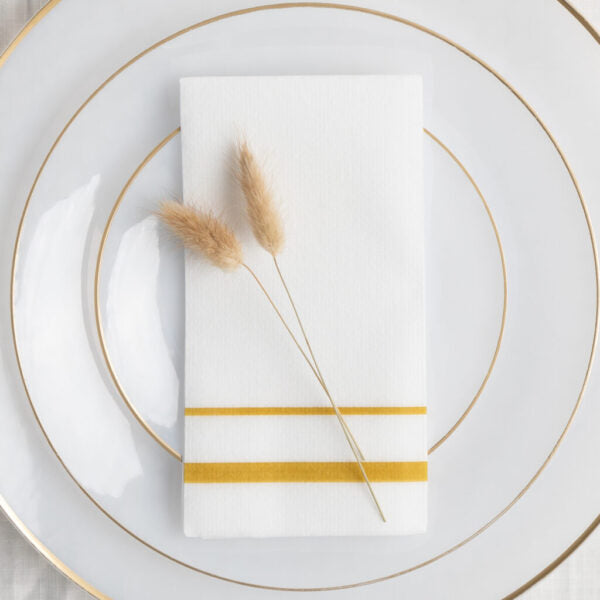 Premium Linen-Like Guest Towels with Gold/Silver Trim - 20-Pack White Bathroom Towels for Hotels, Spas, and Luxury Home Decor