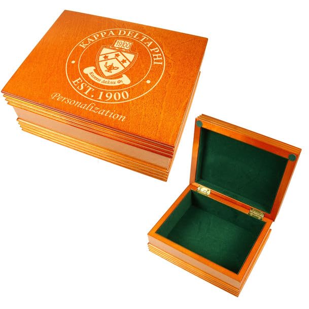 Greekgear Kappa Delta Phi Keepsake Box - Wooden Jewelry Storage for Sorority Sisters, Perfect for Gifts, Jewelry Organization & Keepsake Display
