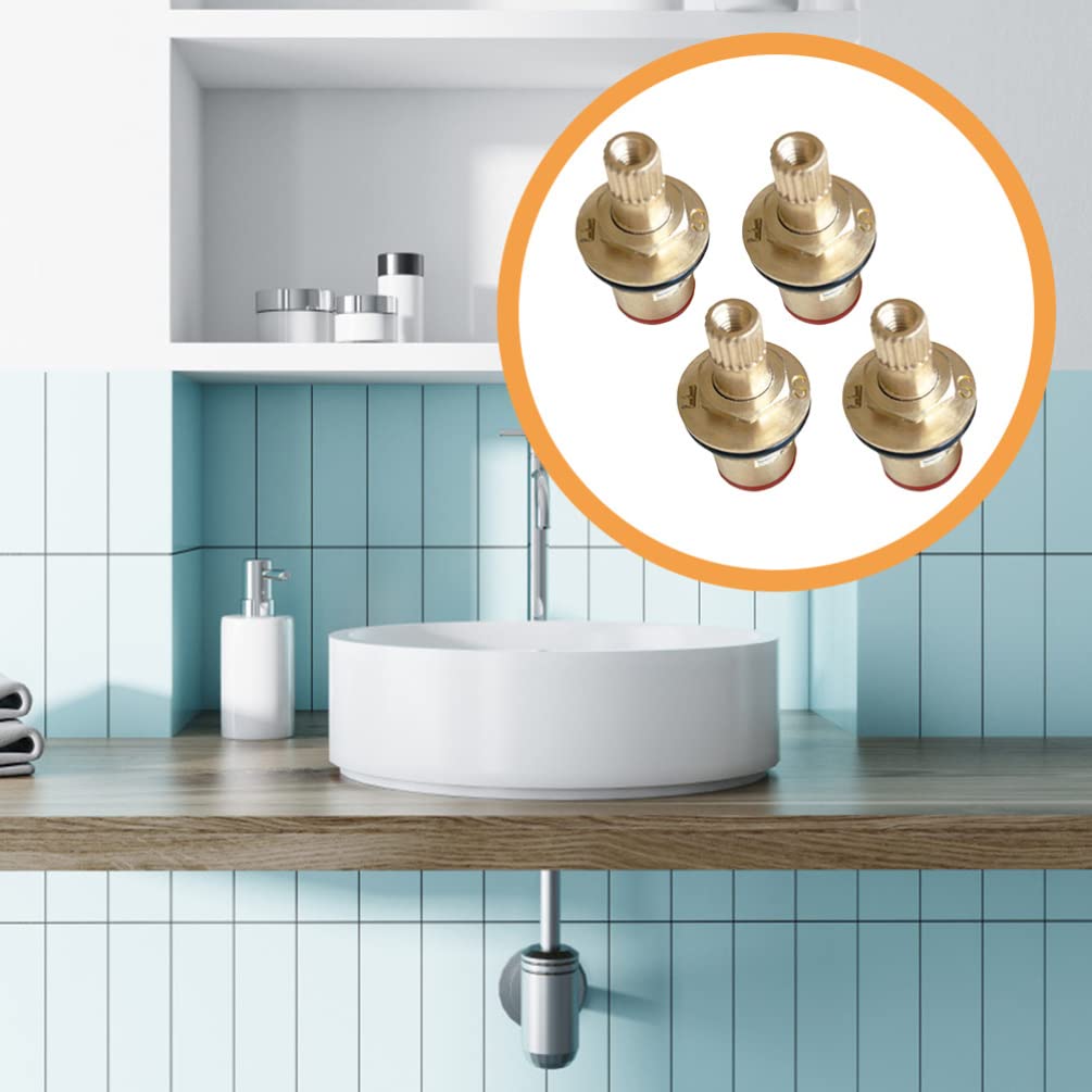 4-Pack Brass Ceramic Stem Faucet Valve Replacement - Bathtub, Kitchen & Bathroom Tap Repair Parts - Durable Toilet Accessories for Home Plumbing Maintenance (Ideal for Leaky Faucet Fixes & DIY Renovations)