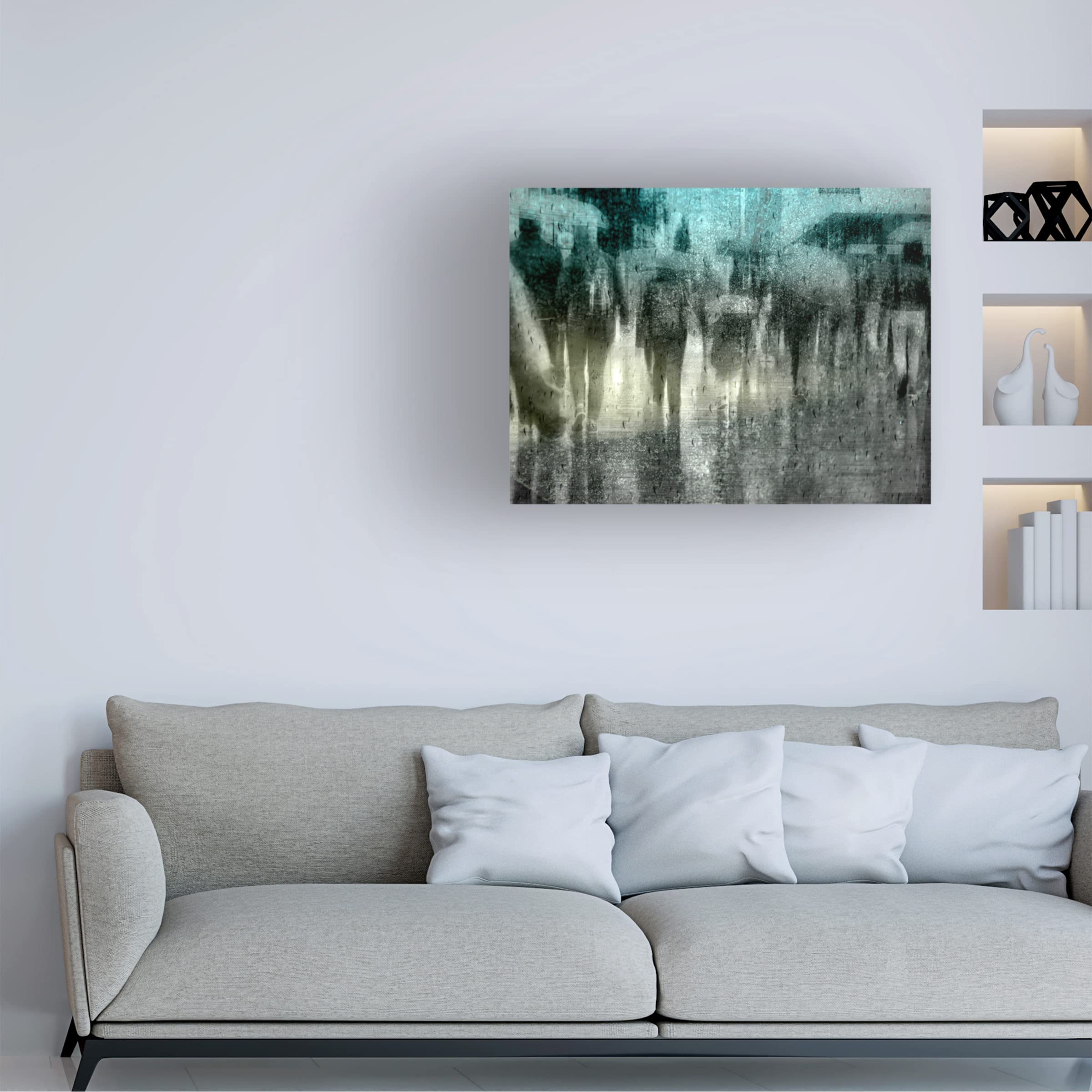 Trademark Fine Art 'Regen' Canvas Wall Art Print by Anette Ohlendorf - Modern Abstract Painting for Living Room, Bedroom & Office Decor