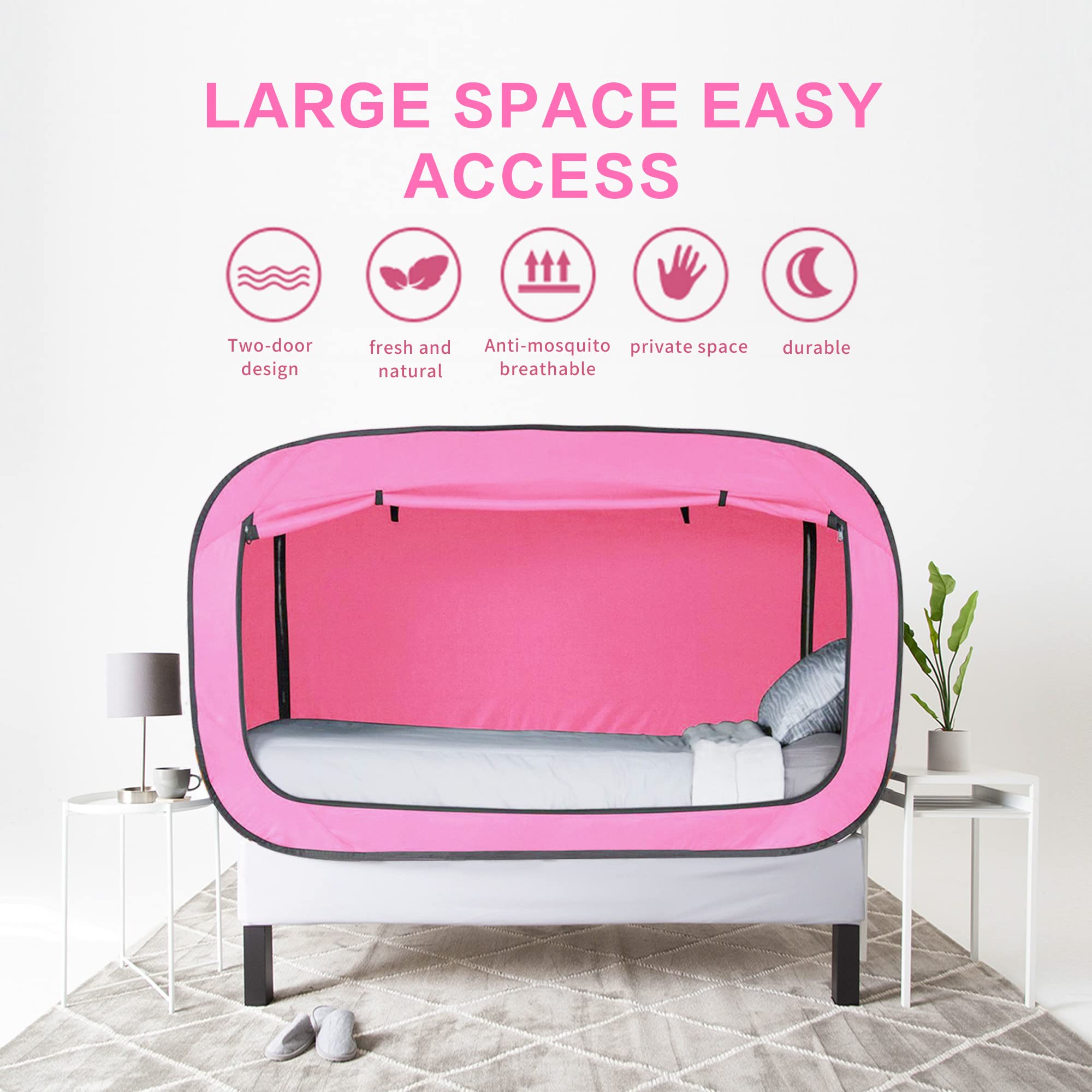 Portable Bed Canopy Tent for Kids & Adults - Breathable Indoor Sleeping Tent with 2 Doors, Privacy Space for Bedroom, Camping & Relaxation - Perfect for Sleepovers, Reading Nook & Personal Retreat