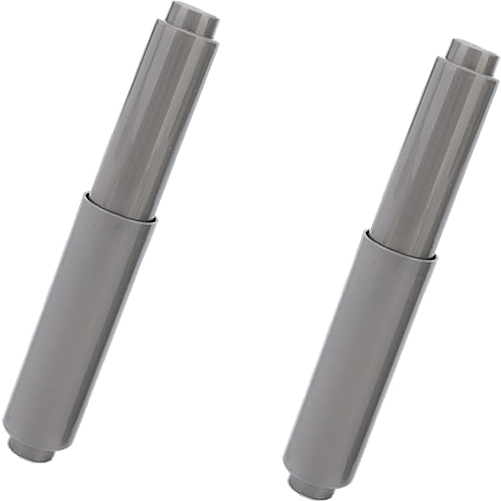 2-Pack Gray Plastic Toilet Paper Holder Roller - Spring Loaded Flexible Bathroom Tissue Spindle Replacement for Easy Installation | Perfect for Home, Apartment & RV Bathrooms