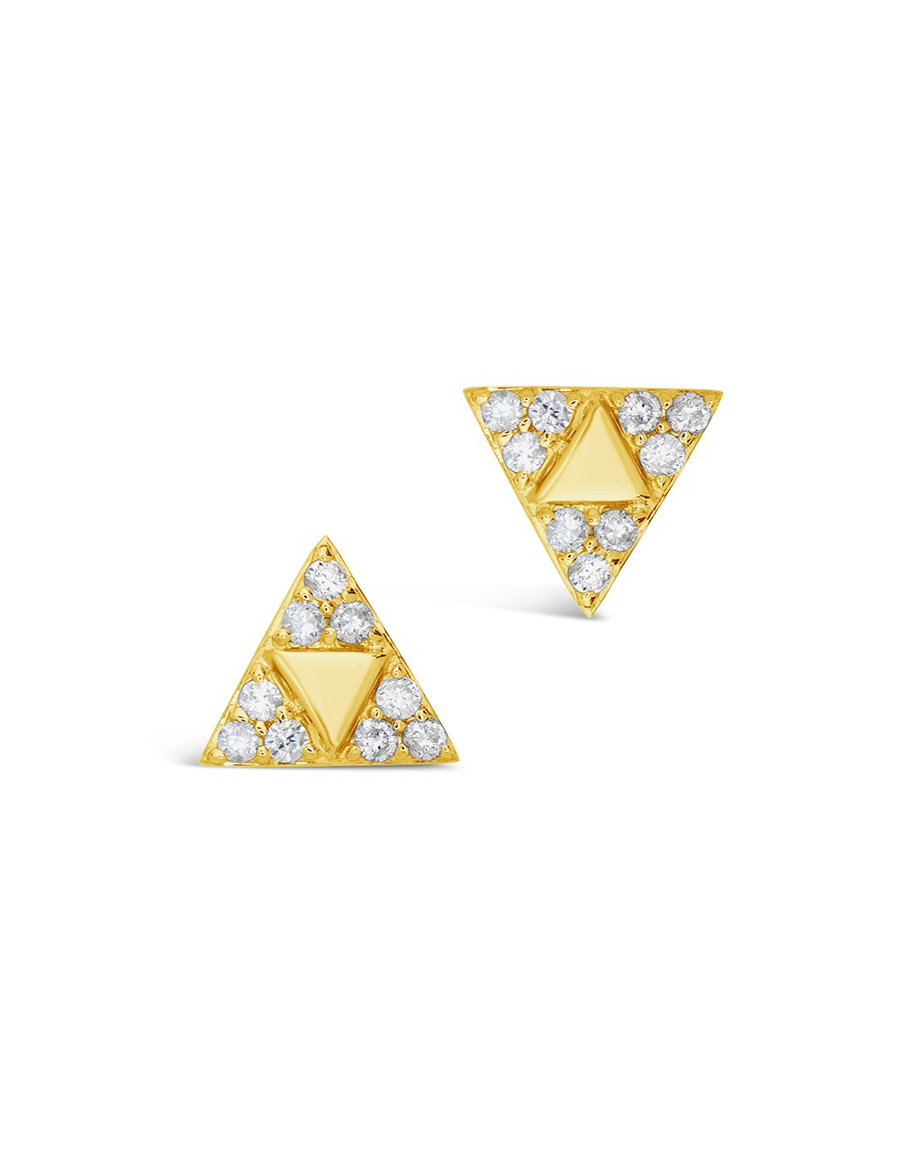14K Gold Diamond Pyramid Stud Earrings for Women - Elegant Hypoallergenic Pierced Ear Jewelry - Perfect for Parties, Weddings & Everyday Wear