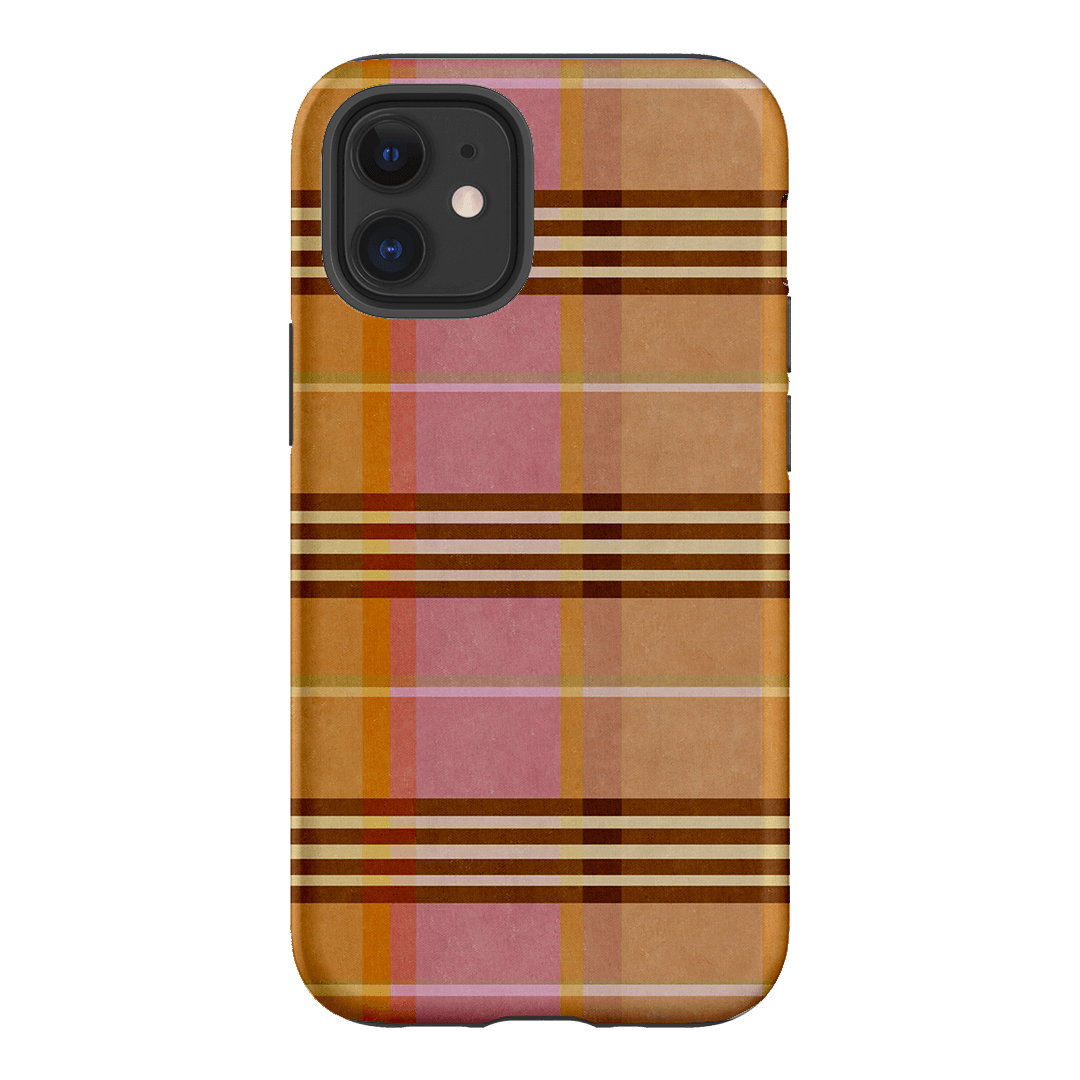 Peachy Plaid Phone Case for iPhone 15/14/13/12/11 Pro Max - Cute Tartan Pattern Protective Cover with Shockproof Design - Perfect for Everyday Use, Travel & Fashion Accessories