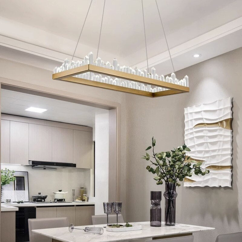 Elegant Crystal Chandelier Lighting Fixture - Luxurious Handcrafted Glass Pendant Light for Dining Room, Living Room & Bedroom Decor - Perfect for Weddings, Luxury Homes and Interior Design