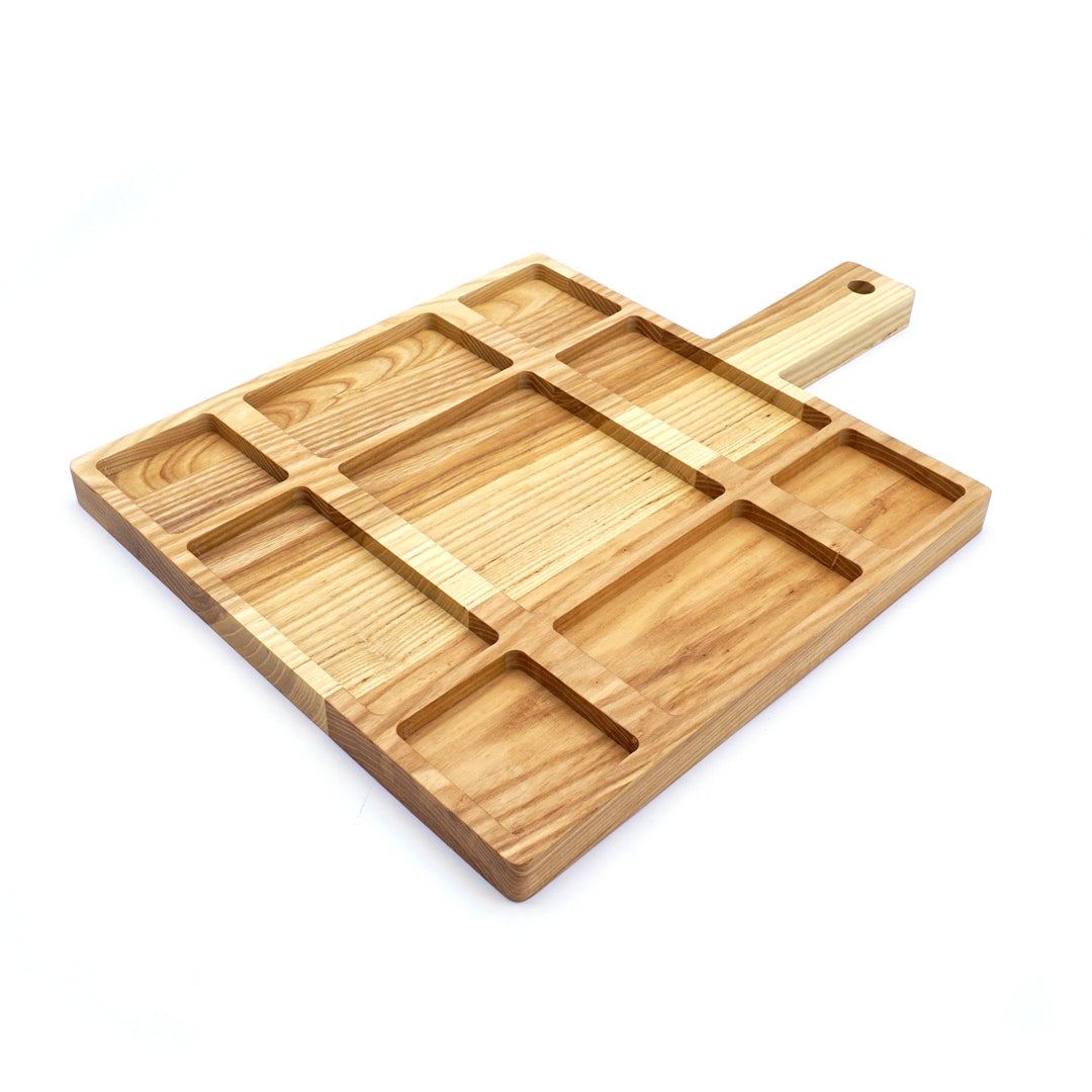Ash Divided Serving Board - Elegant Wooden Charcuterie Tray for Cheese, Fruits & Appetizers | Perfect for Entertaining, Parties & Home Dining
