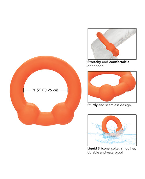 Alpha Liquid Silicone Dual Ball Ring - Soft & Flexible Cock Ring for Men - Orange - Enhance Pleasure & Performance - Perfect for Couples Play & Solo Use