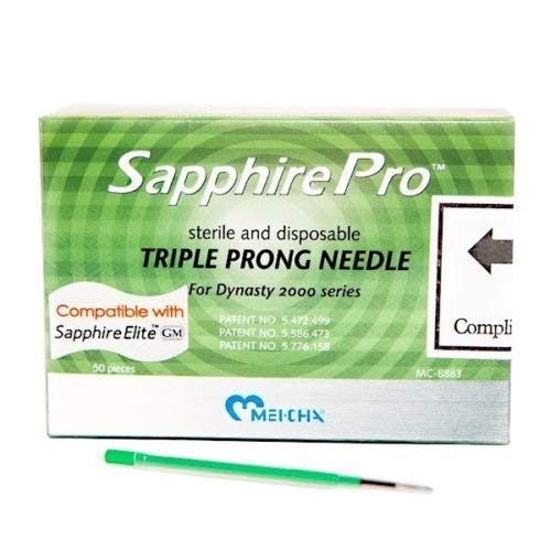 Sapphire PRO Series 3 Prong Needle for Permanent Makeup - Microblading & Eyebrow Shading Machine Supplies (50/Box) - Perfect for Professional Tattoo Artists & Beauty Salons