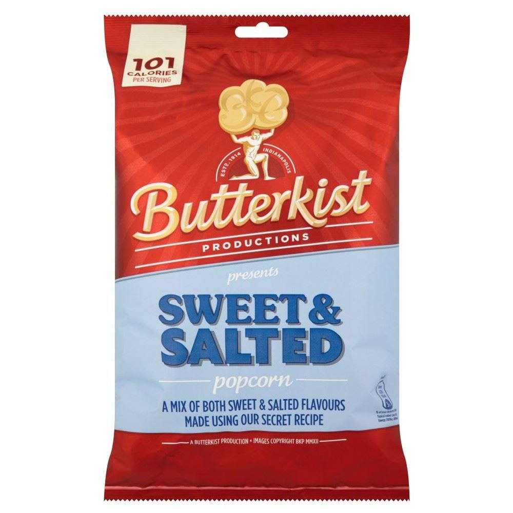 Butterkist Sweet & Salted Popcorn - 100g Bags (Pack of 6) | Movie Night Snacks, Party Food & Office Treats