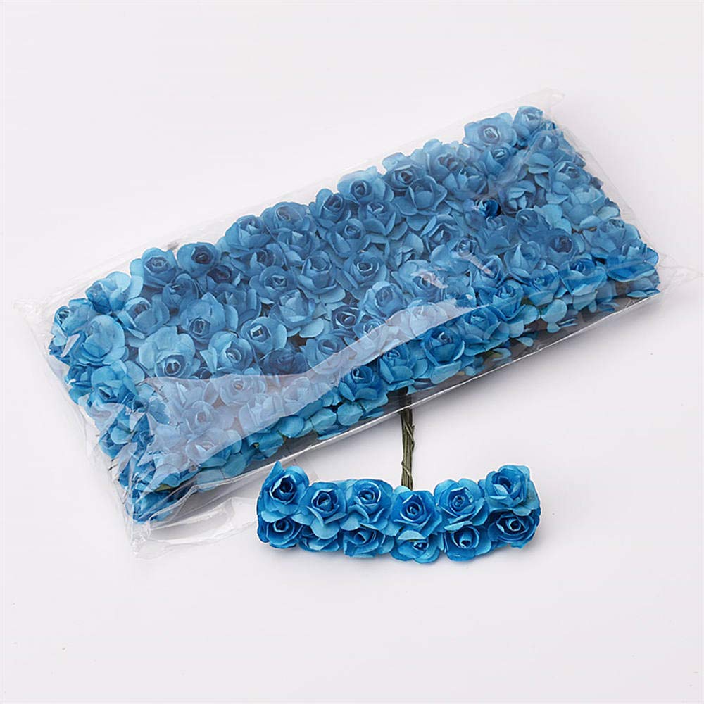 144pcs 3/5 Inch Assorted Colors Mini Paper Flowers - Artificial Craft Flowers for DIY Projects, Wedding Decorations, Party Supplies & Home Decoration (Teal Blue) - Perfect for Scrapbooking, Gift Wrapping & Centerpieces