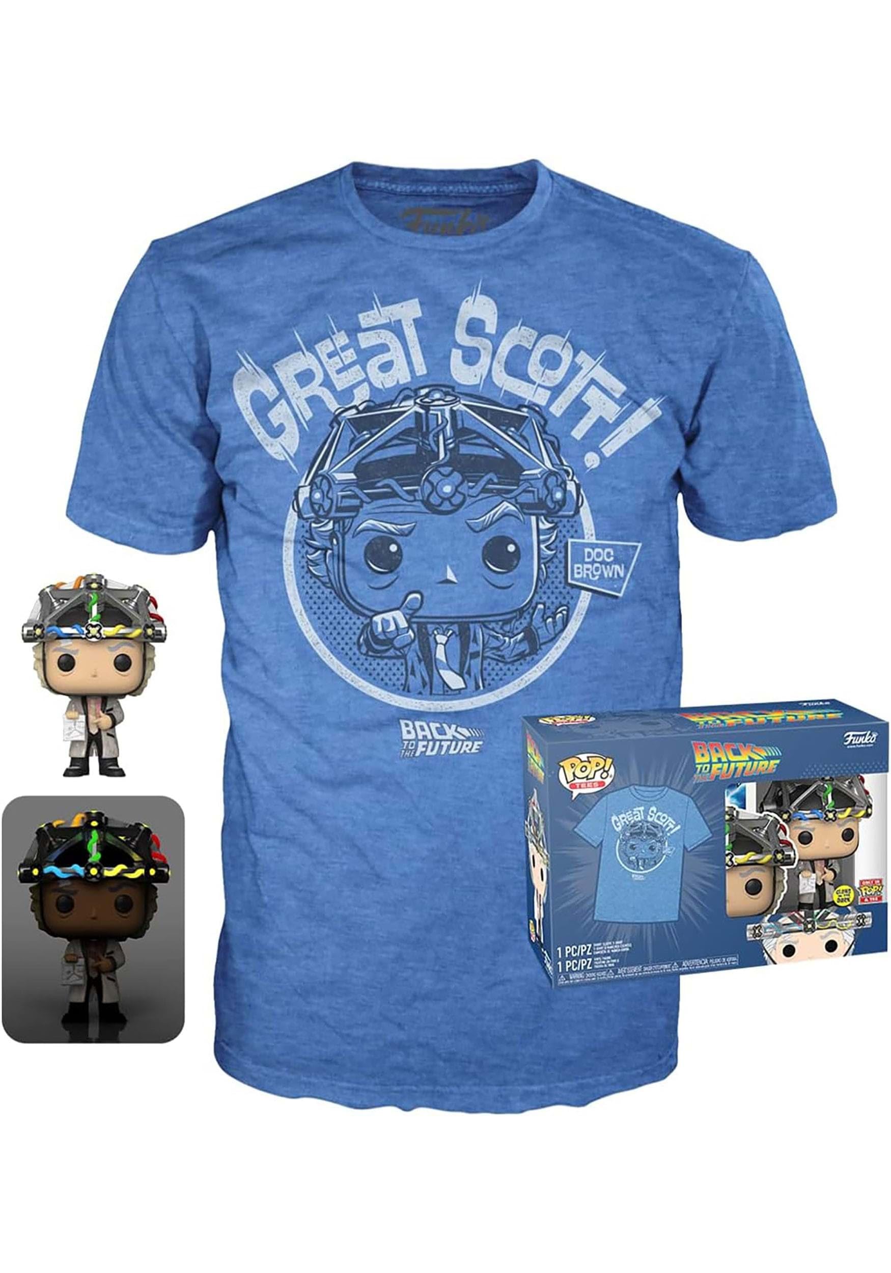 Funko Pop! & Tee: Back to The Future - Doc Brown with Helmet Collectible Figure & Adult XL T-Shirt Set | Perfect for Movie Fans, Gift Giving & Pop Culture Collectors