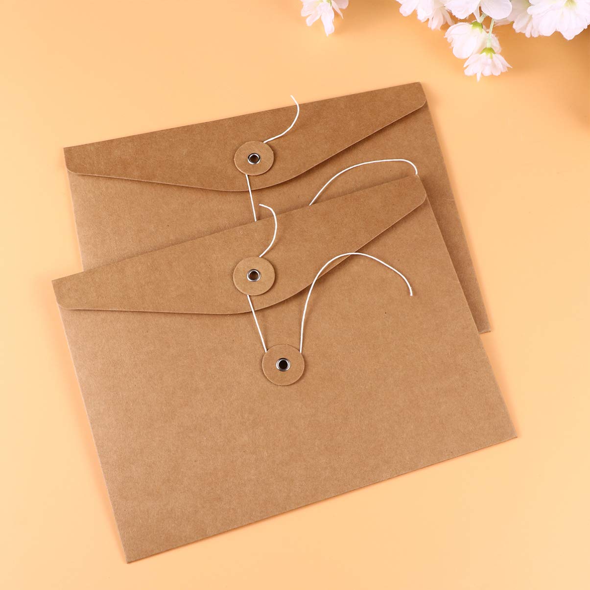 10pcs Kraft File Folders - A4 Document Organizer with Elastic Closure for Office, School, and Home Organization | Perfect for Bills, Receipts, and Important Papers