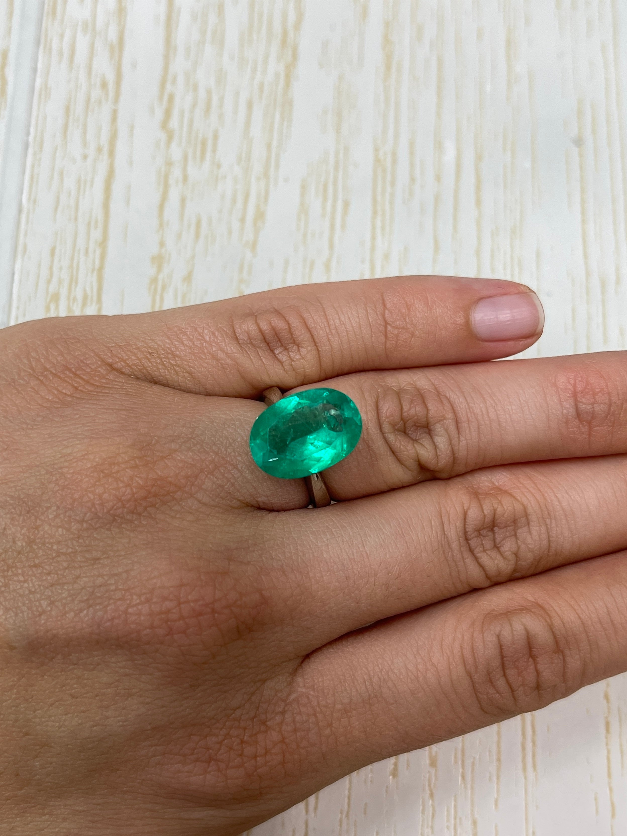 7.00 Carat 16x12mm Yellowish Green Natural Loose Colombian Emerald Oval Cut Gemstone for Jewelry Making, Engagement Rings & Luxury Gifts