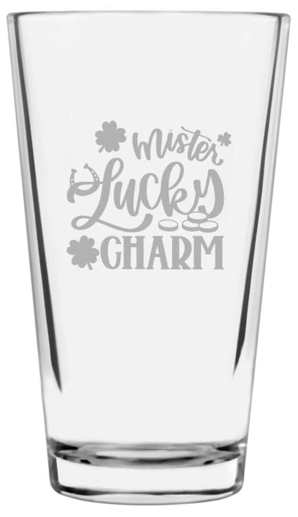 Lucky Charm Pint Glass 16oz - St Patrick's Day Beer Mug for Pub & Home