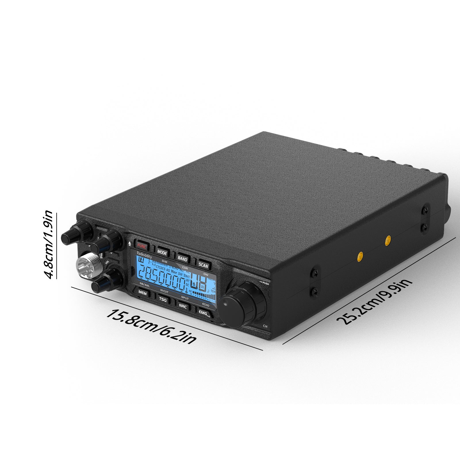 Radioddity QT80 10 Meter Ham Radio - 80W High Power, FM/AM/SSB/CW/PA Modes, Noise Reduction & Microphone Gain - Ideal for Truckers, Off-Roading & Emergency Communication