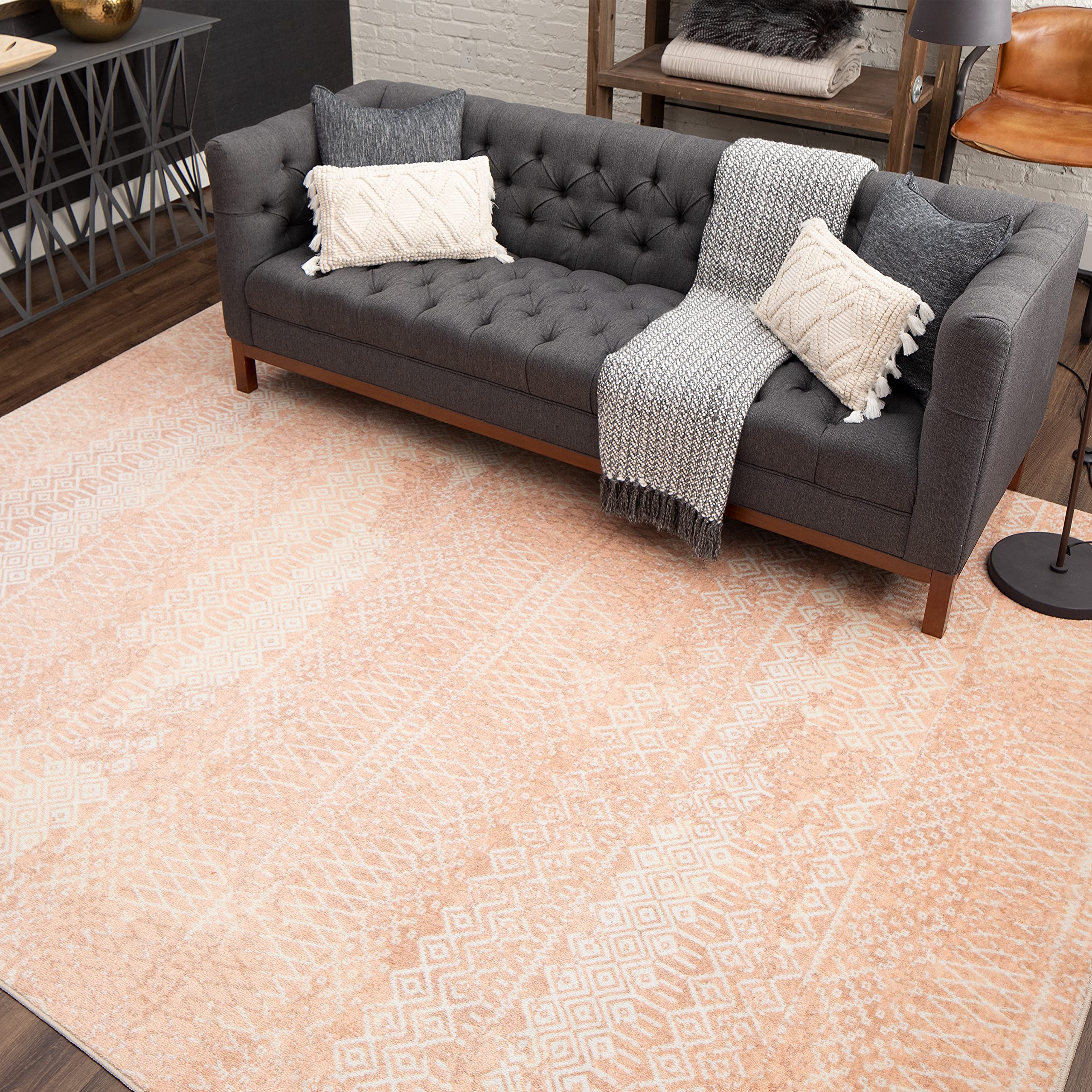 Mohawk Home Prale Geometric Pink 10' X 14' Area Rug - Soft Modern Floor Covering for Living Room, Bedroom & Nursery Decor