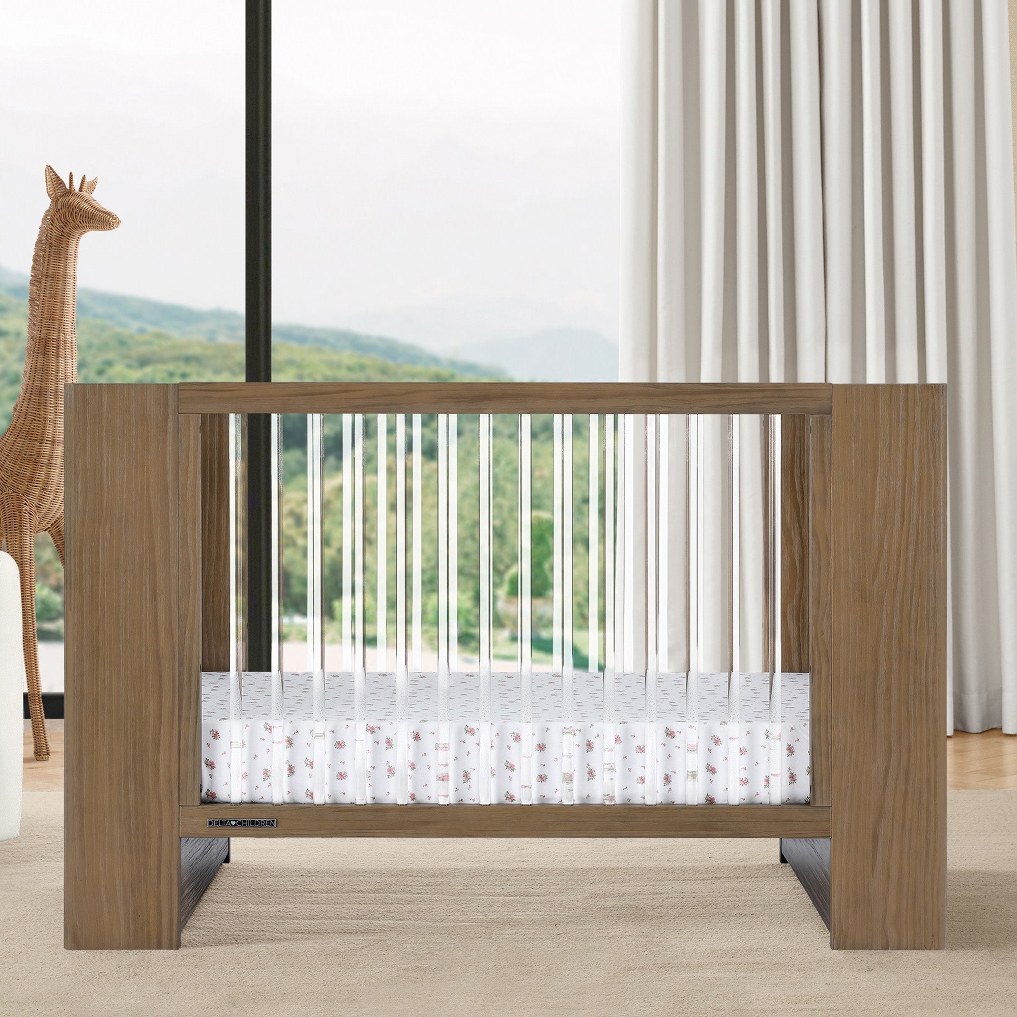 Aerin 4-in-1 Convertible Baby Crib - Toddler Bed, Daybed & Full-Size Bed | Safe & Stylish Nursery Furniture for Newborns to Teens | Perfect for Baby Rooms, Daycare Centers & Guest Bedrooms