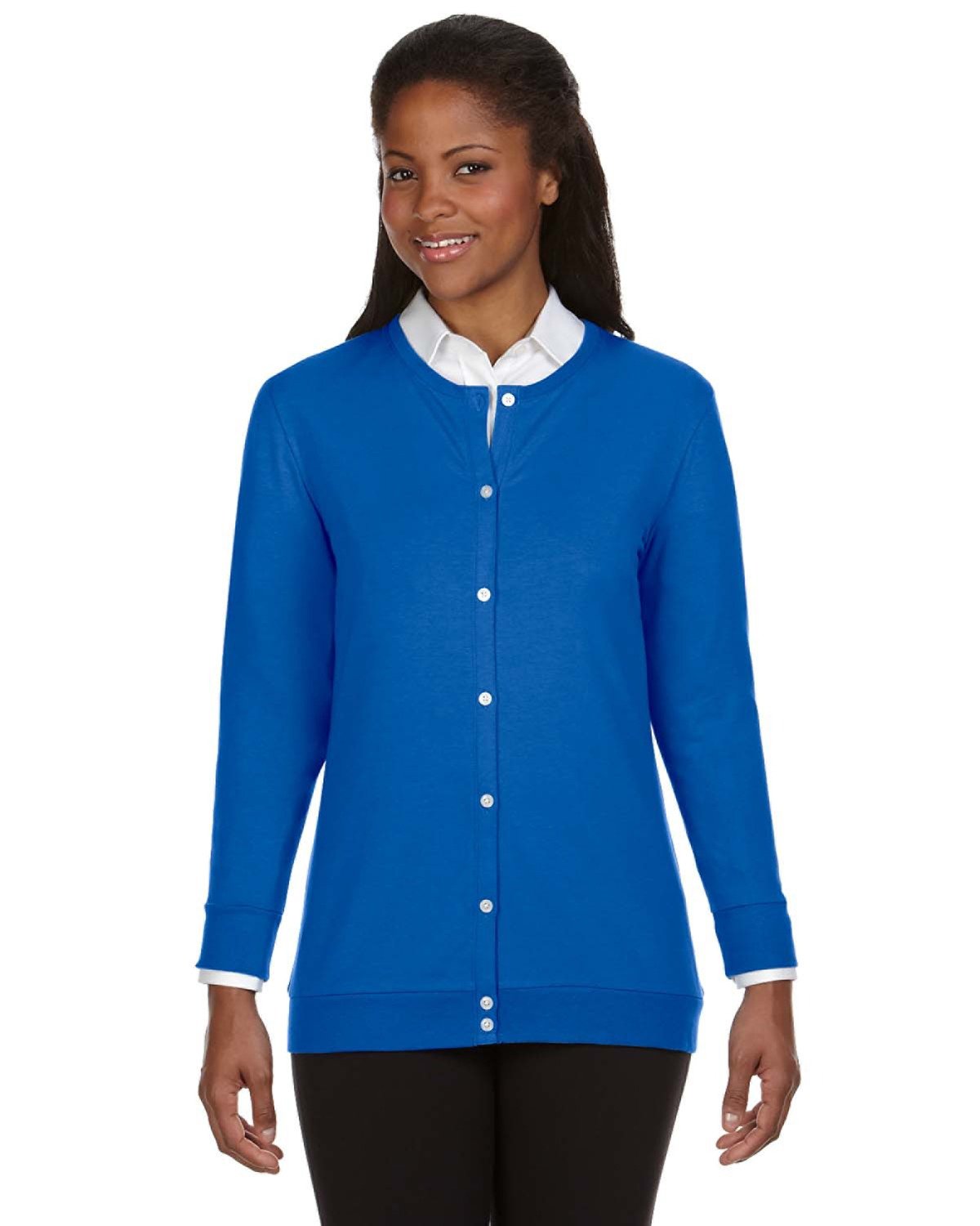 Devon & Jones DP181W Women's Ribbon Cardigan Sweater - Soft Knit Open Front Wrap for Casual Wear, Office & Layering