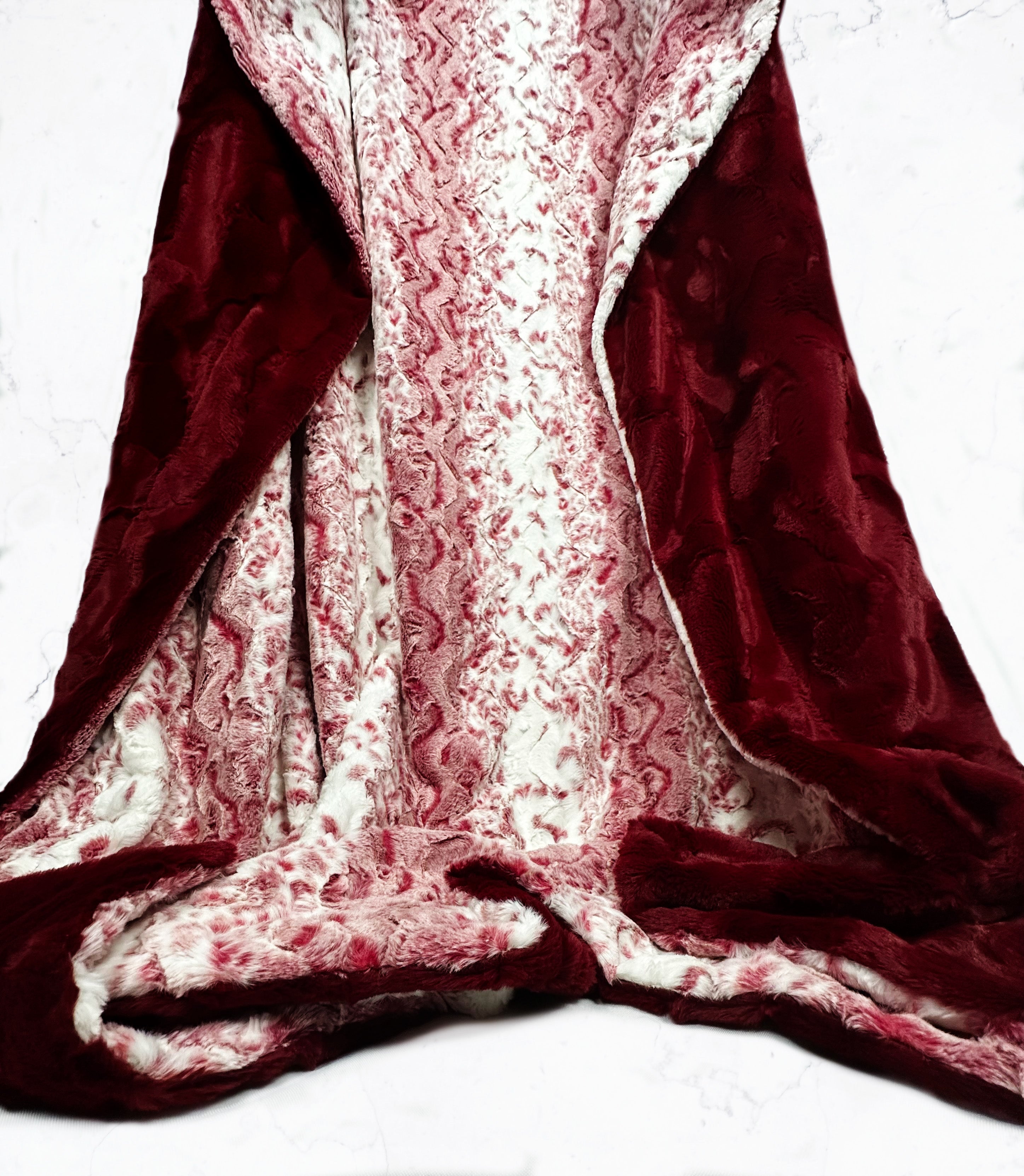 Merlot Snow Owl & Merlot Hide X-Wide Double Minky Adult Blanket 61x80 - Ultra Soft Luxury Throw for Bed, Couch & Winter Warmth