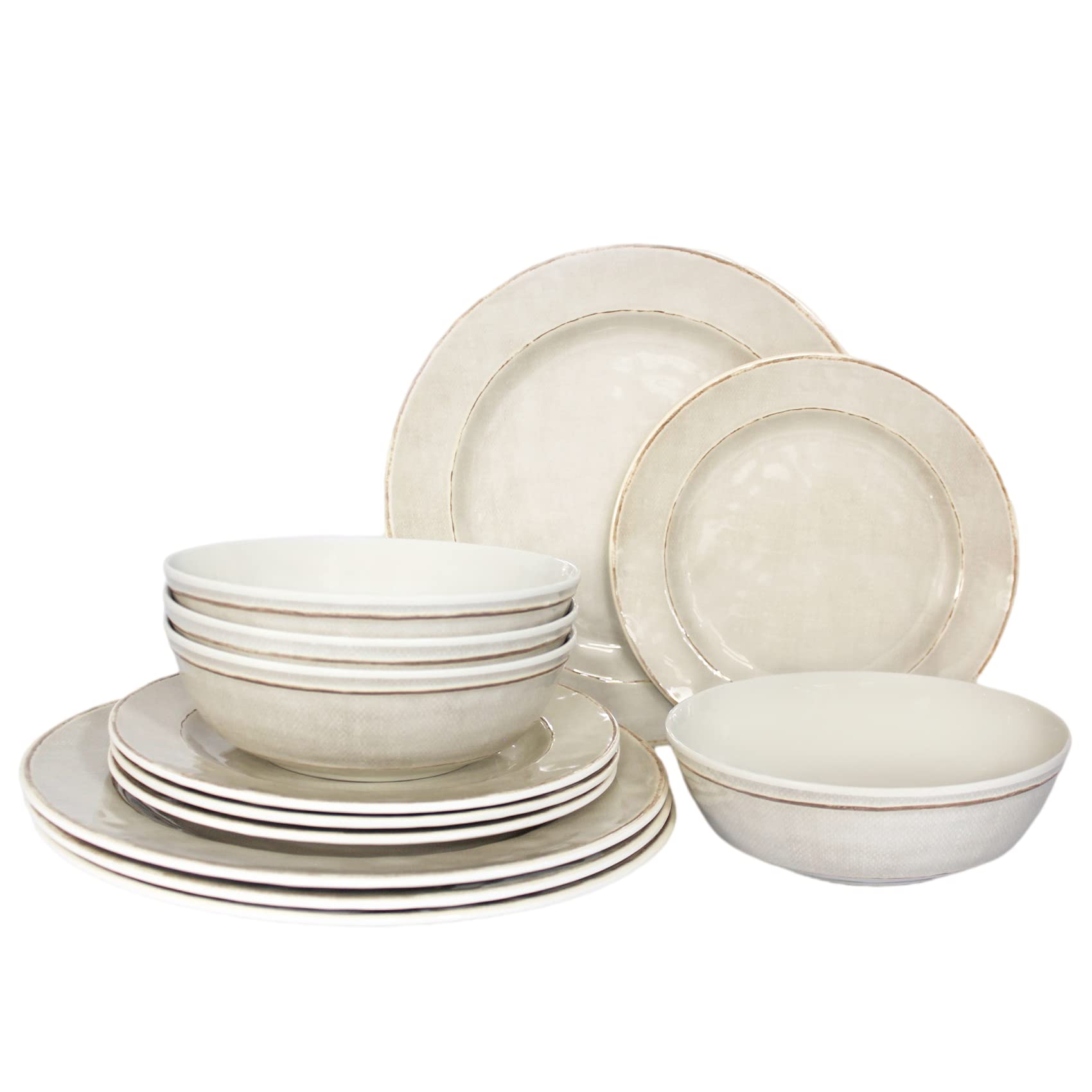 12-Piece Melamine Dinnerware Set - Unbreakable & Durable Plates & Bowls for 4 People | BPA-Free, Dishwasher Safe | Perfect for Indoor, Outdoor, Picnics, Camping & Everyday Use (White)