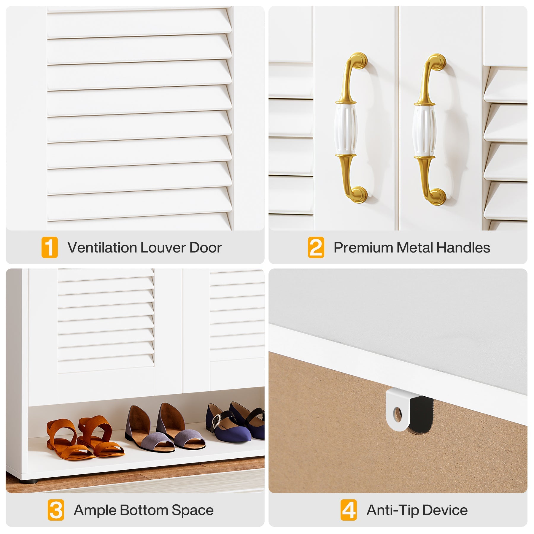 41-Inch Shoe Storage Cabinet - 24 Pair Adjustable Shoe Rack Organizer with Removable Shelves | Perfect for Entryway, Closet & Bedroom Organization