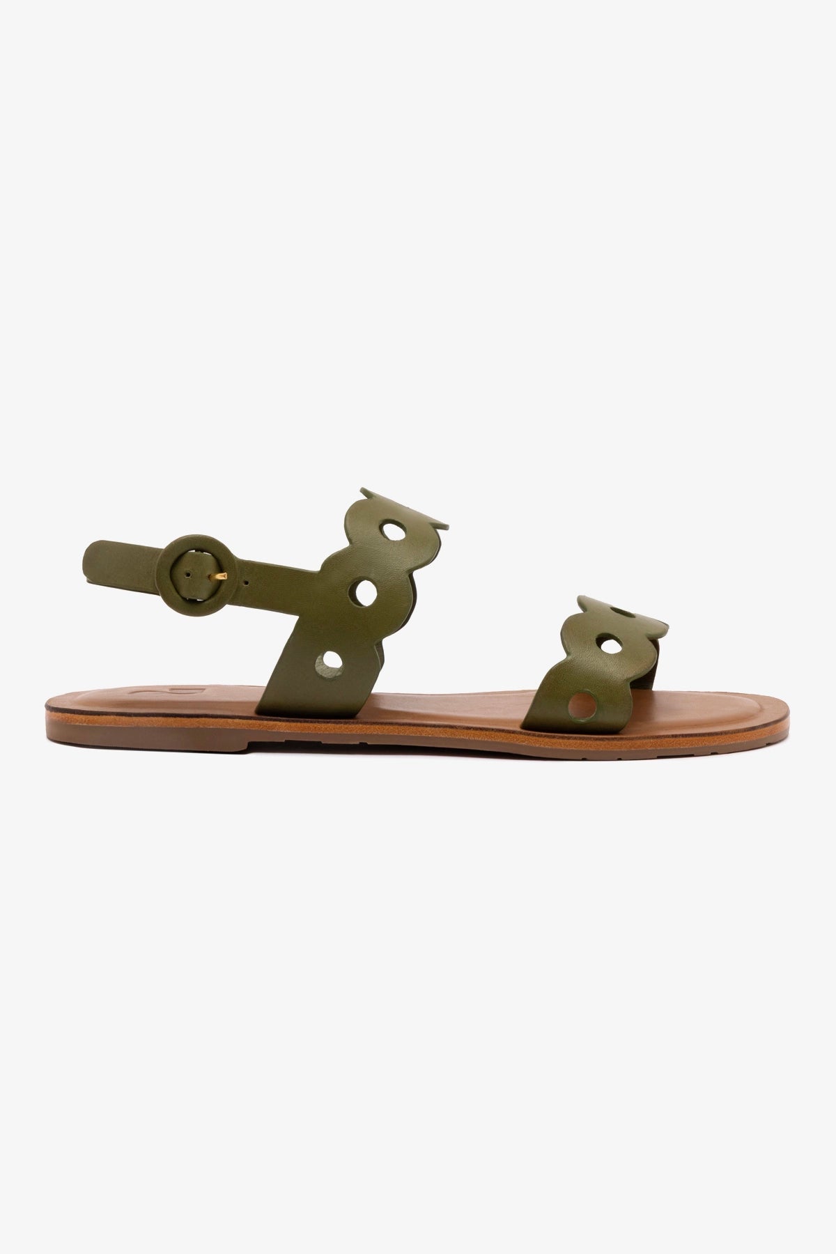Florence Flat Sandal in Seaweed Leather - Women's Vegan Eco-Friendly Summer Sandals for Beach, Vacation & Casual Wear