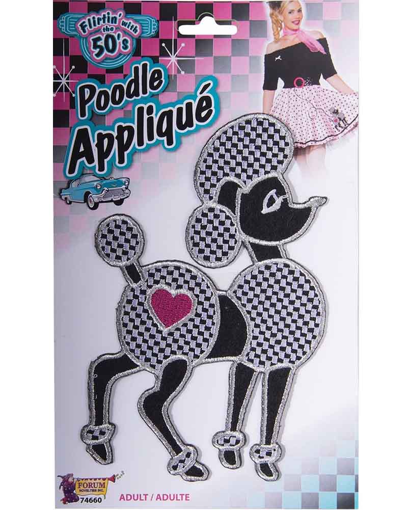 50s Poodle Iron On Applique - Vintage Dog Patch for DIY Crafts, Sewing & Clothing Customization - Perfect for Jackets, Jeans & Bags