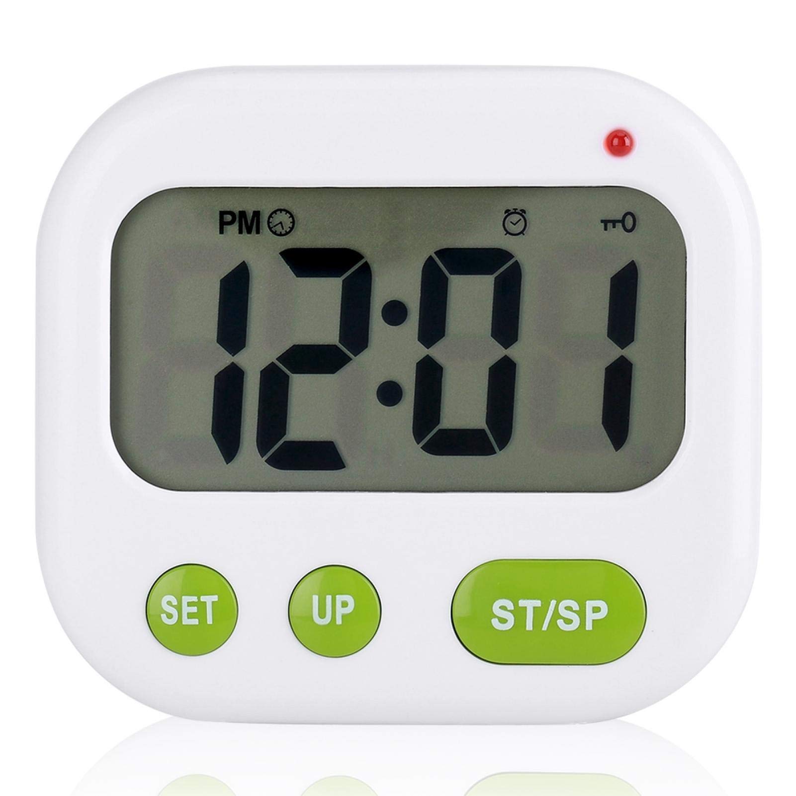 AMONIDA Digital LED Alarm Clock with Music & Vibration - LCD Backlit Electronic Kitchen Timer for Bedroom, Office, and Home Use