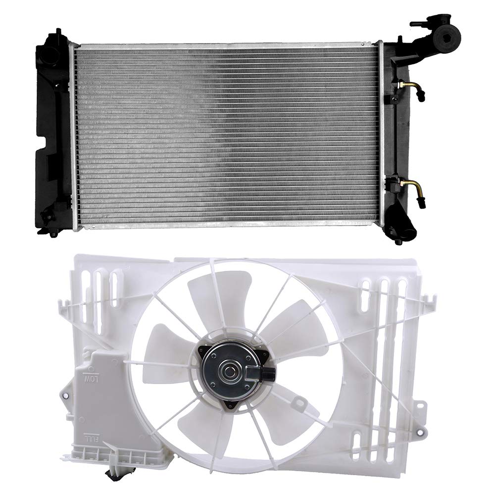 620-546 Cooling Fan & 2428 Radiator Replacement for 2003-2008 Pontiac Vibe 1.8L / Toyota Corolla 1.8L / Toyota Matrix 1.8L - Engine Cooling System Upgrade for Better Performance & Overheating Prevention