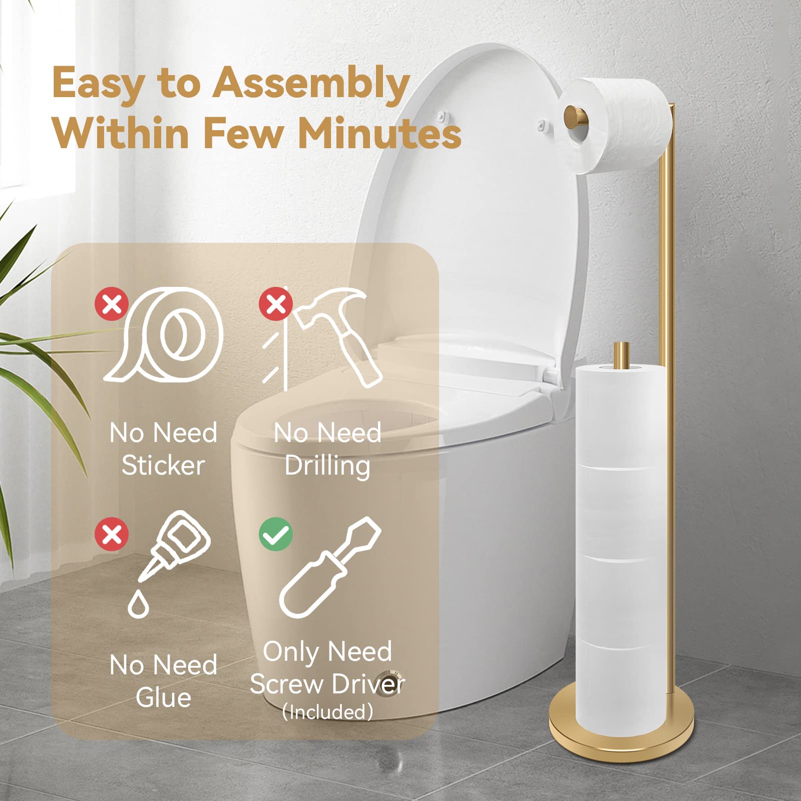 Premium RRM Free Standing Toilet Paper Holder - 26.4