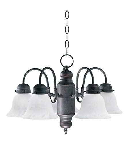 Five-Light Toasted Sienna Faux Alabaster Glass Chandelier - Elegant Dining Room & Bedroom Lighting Fixture